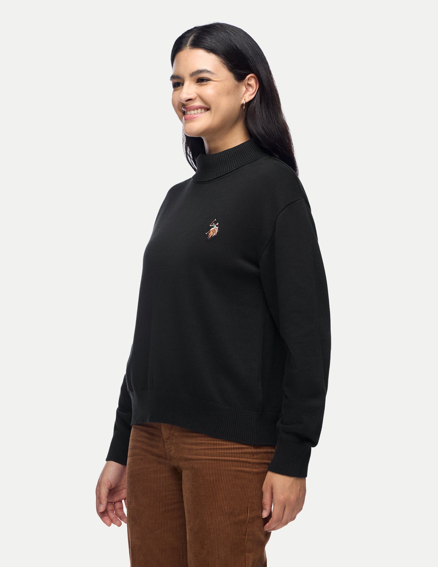 Solid Regular Fit Sweater Black - U.S. Polo Assn. India | Large