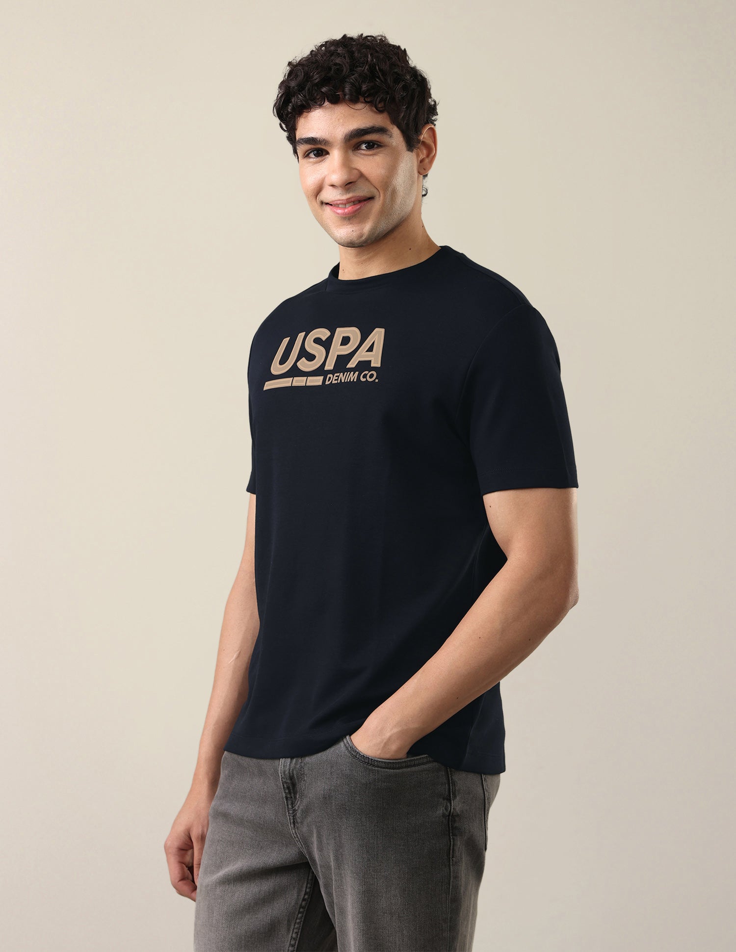 Brand Printed Slim Fit T-Shirt Navy - U.S. Polo Assn. India | Large