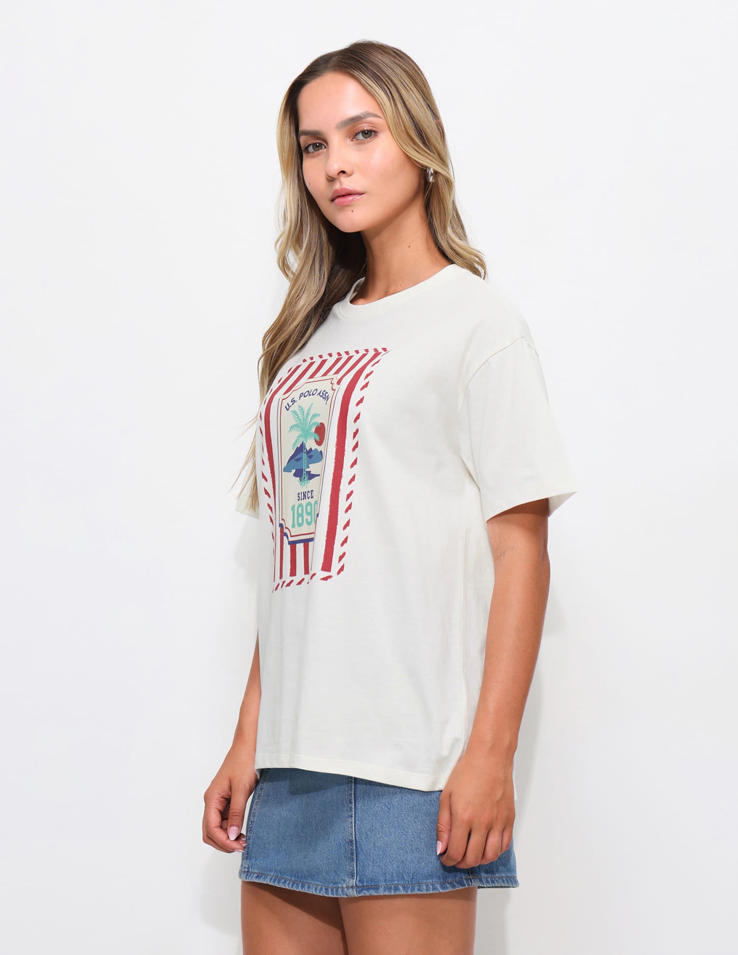 Graphic Printed Oversized T-shirt Off White - U.S. Polo Assn. India | Large