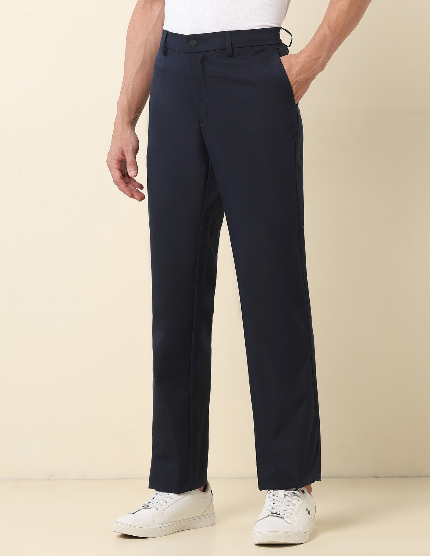 Riley Straight Fit Twill Trousers Navy - U.S. Polo Assn. India | Large