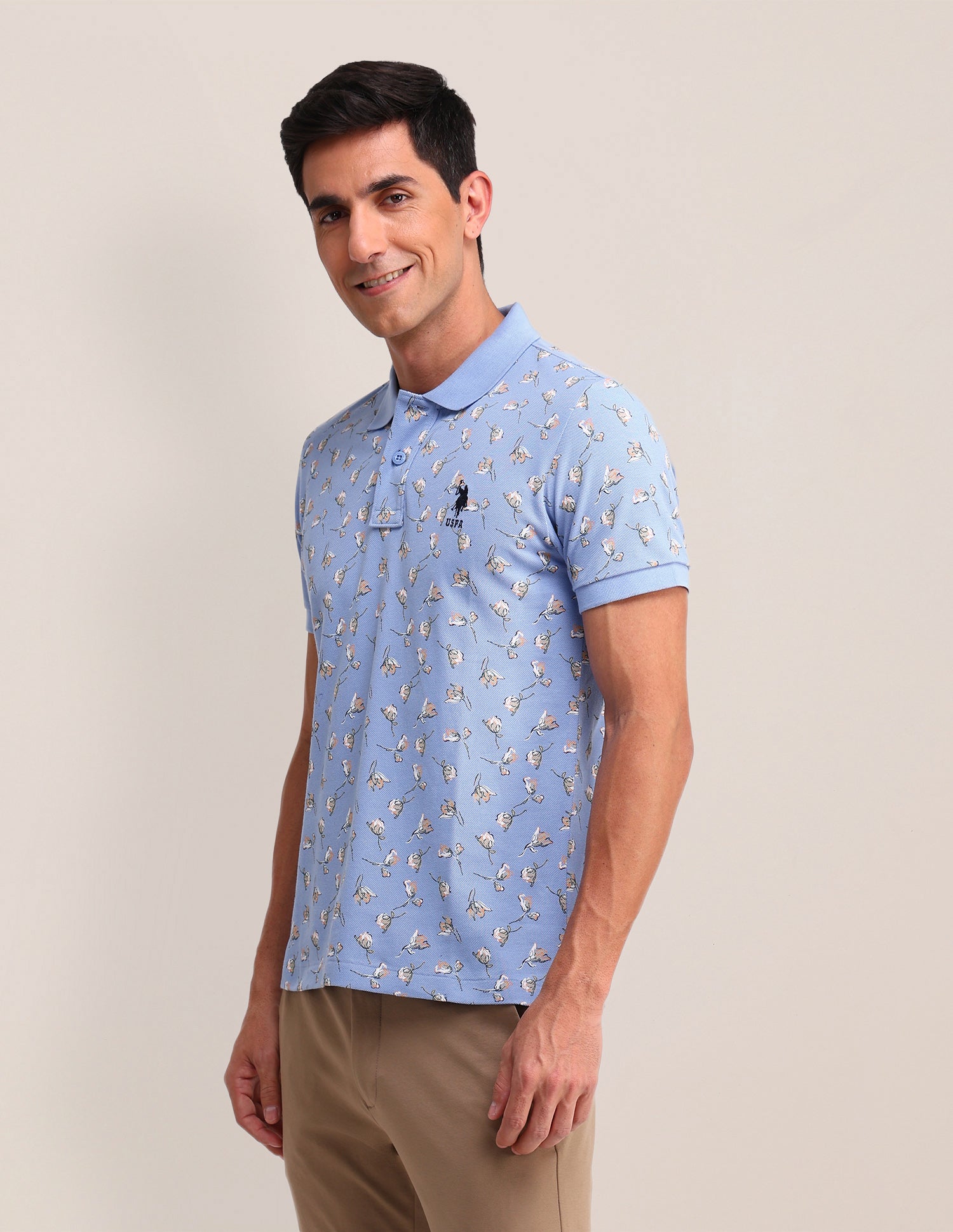 Solid Slim Fit Polo Shirt Blue - U.S. Polo Assn. India | Large
