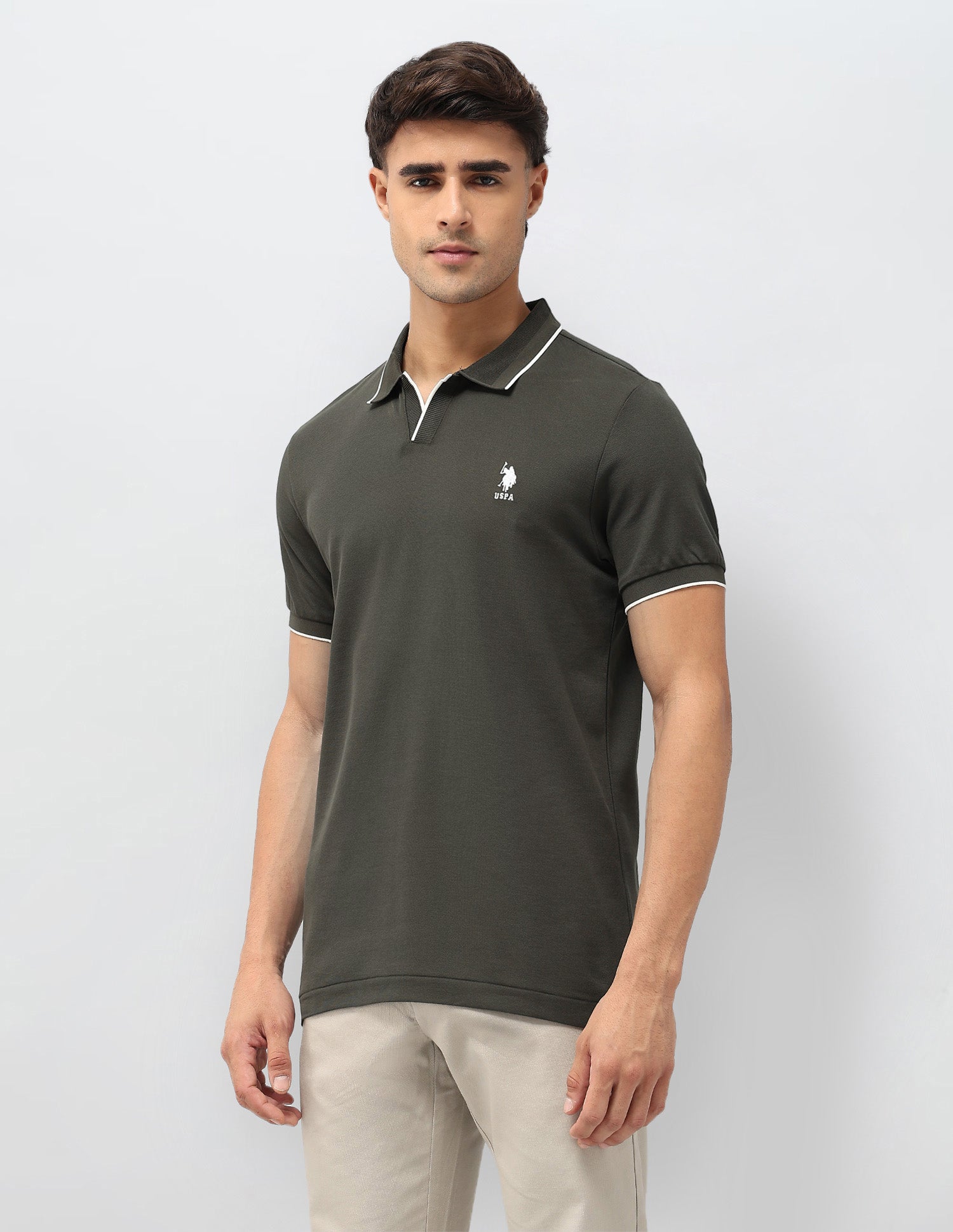 Solid Regular Fit Polo Shirt Olive - U.S. POLO ASSN. | Large