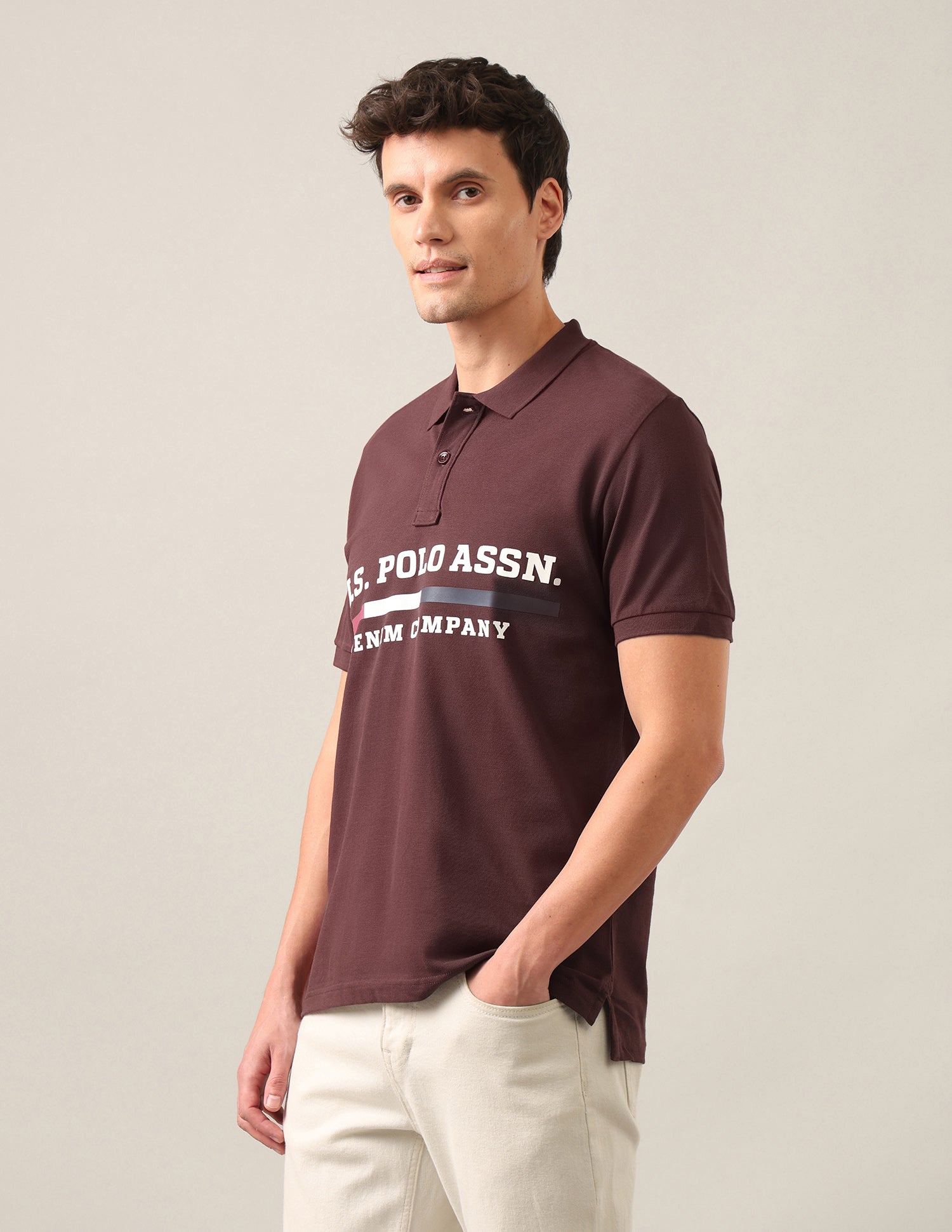 Brand Embossed Slim Fit Polo Shirt Maroon - U.S. Polo Assn. India | Large