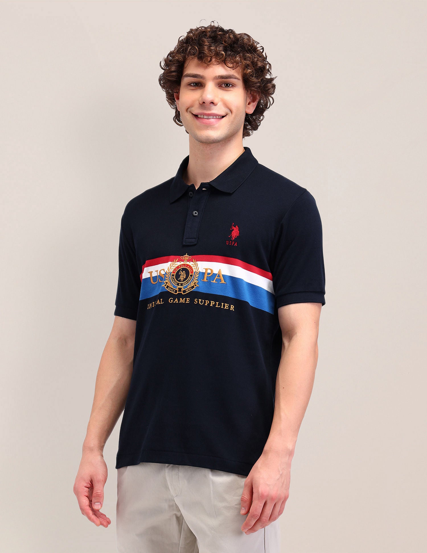 Printed Slim Fit Polo Shirt Blue - U.S. POLO ASSN. | Large