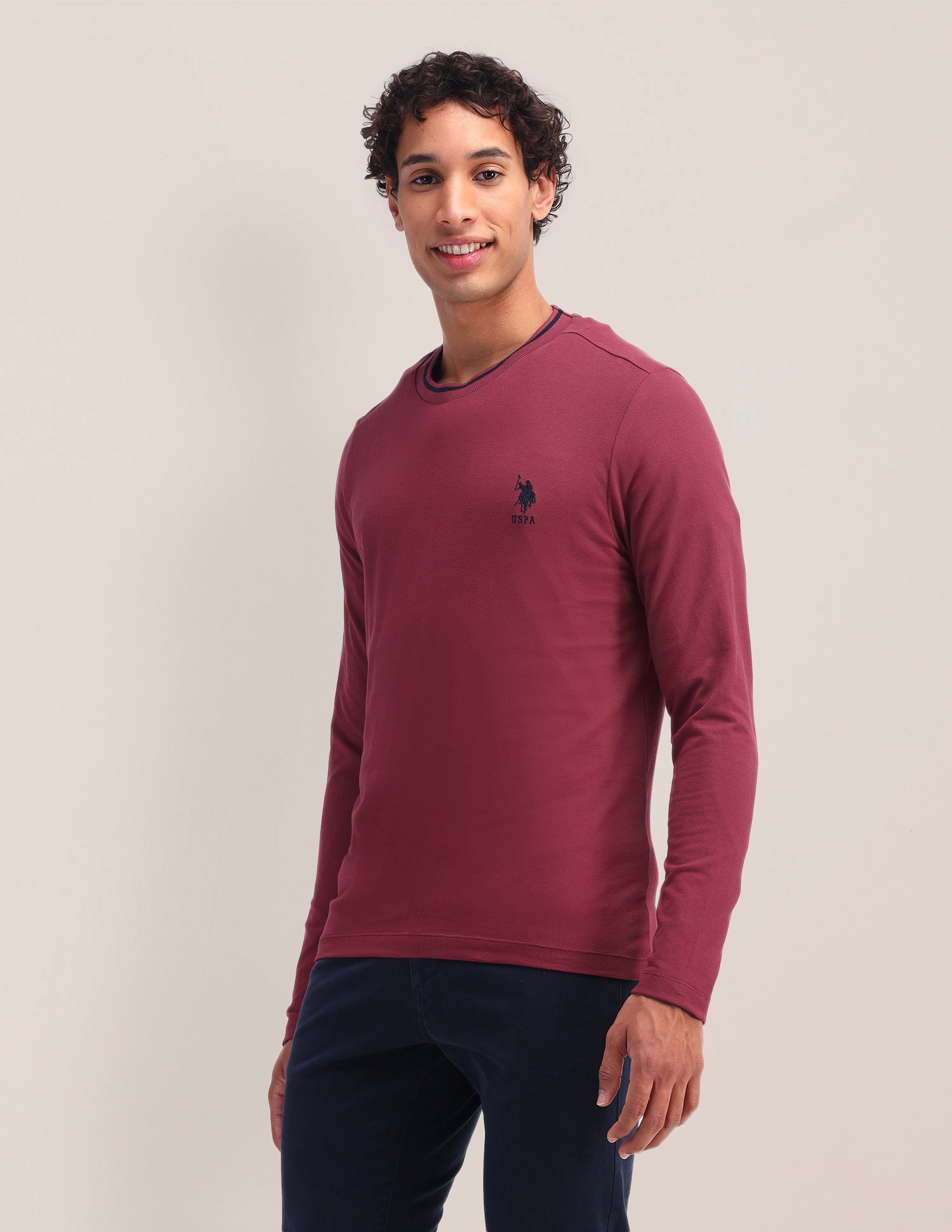 Solid Pattern Slim Fit T-Shirt Red - U.S. Polo Assn. India | Large