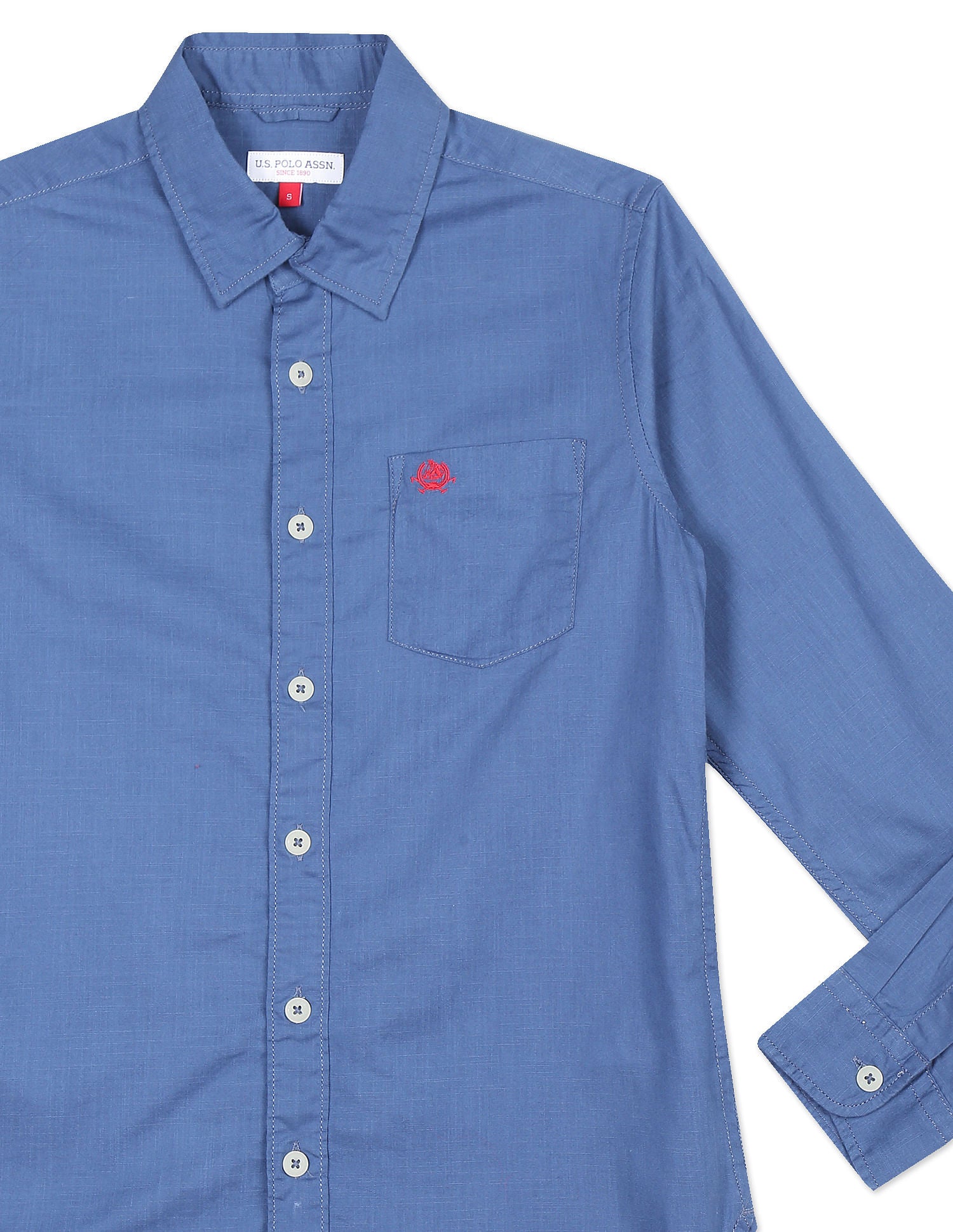 Spread Collar Solid Shirt Navy - U.S. Polo Assn. India | Large