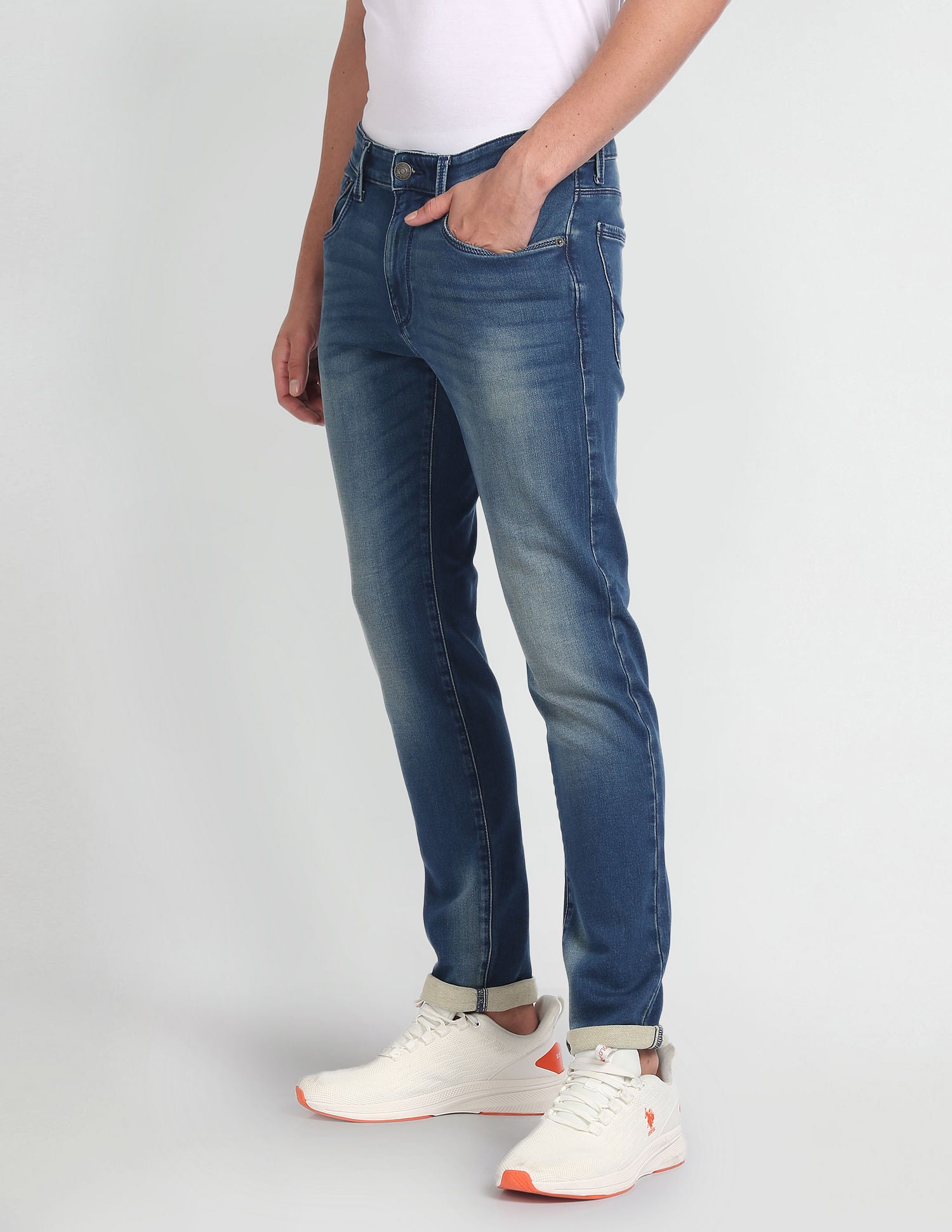 Brandon Slim Tapered Fit Blue Jeans Blue - U.S. POLO ASSN. | Large