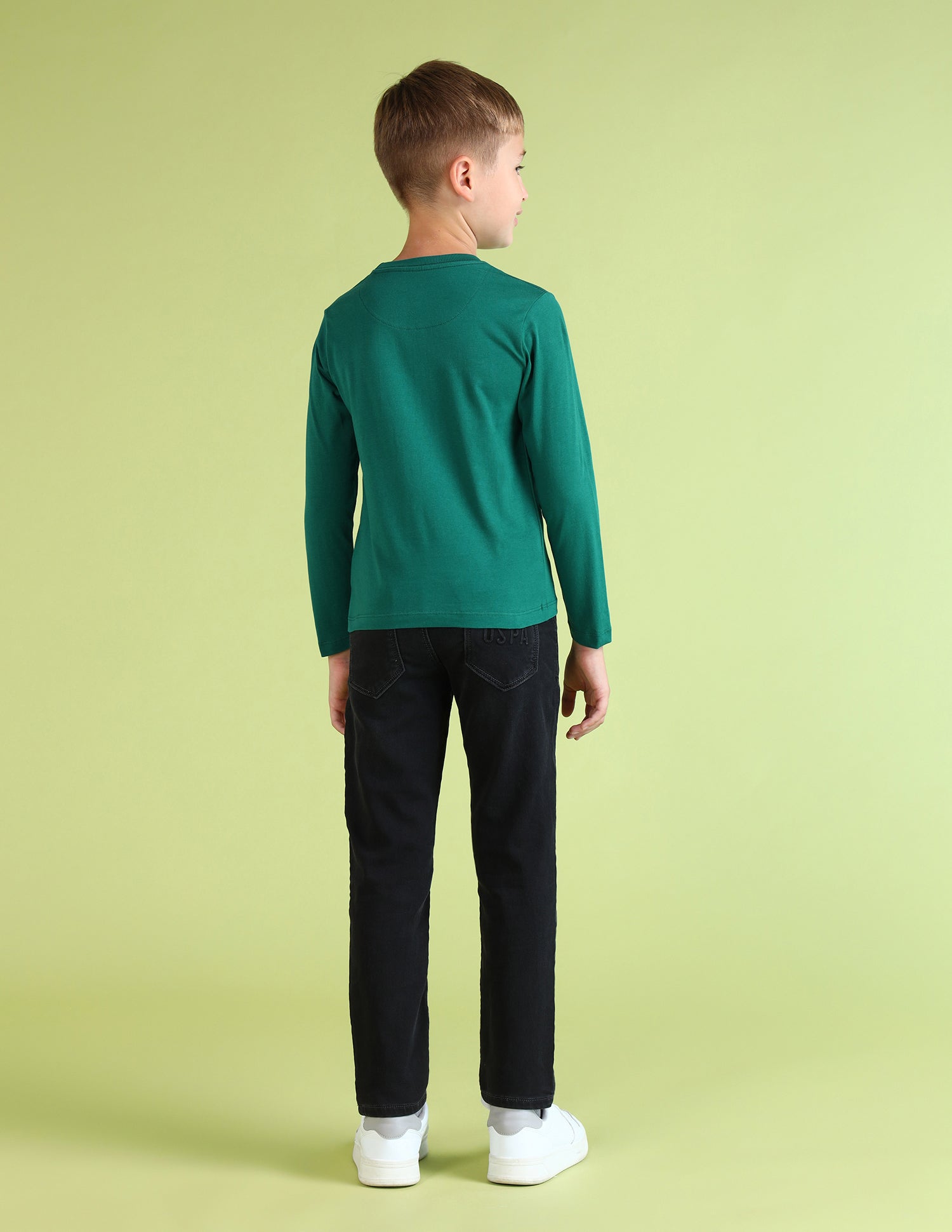 Boys Brand Printed Regular Fit T-Shirt Green - U.S. POLO ASSN. | Large