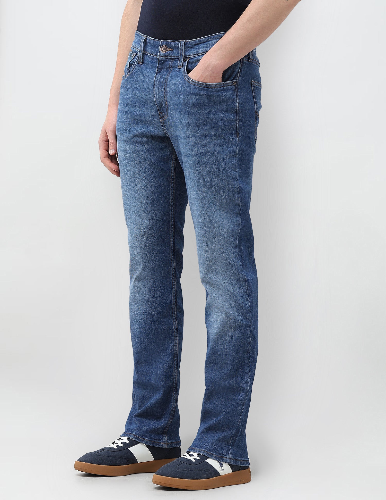 Harold Slim Straight Fit Blue Jeans Mid Blue - U.S. Polo Assn. India | Large
