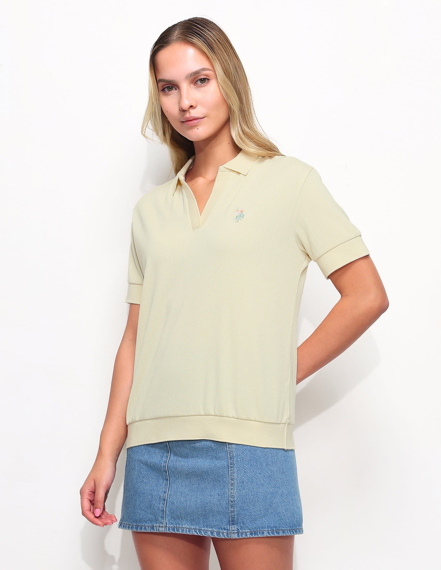 Textured Regular Fit Polo Shirt White - U.S. Polo Assn. India | Large