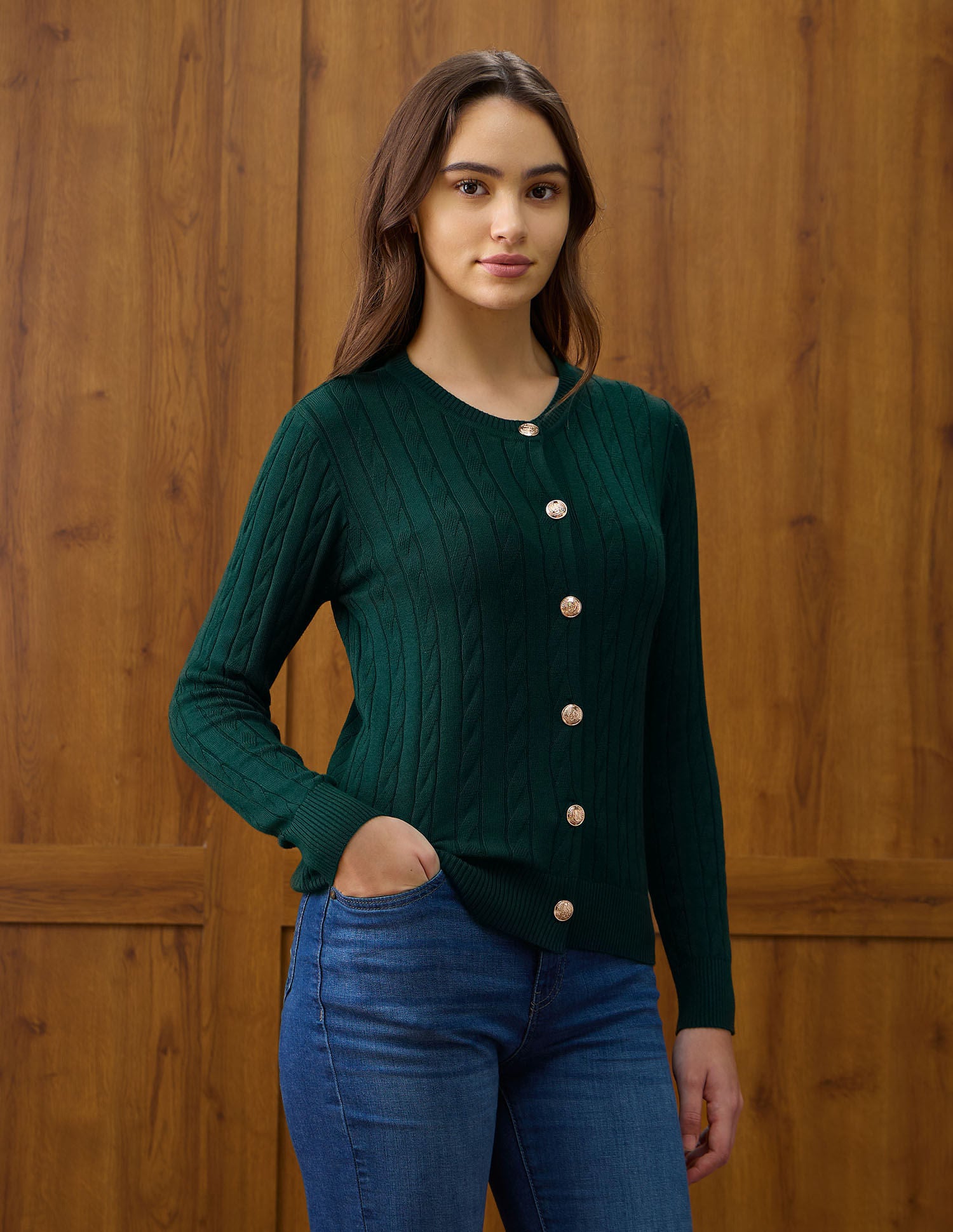 Patterned Knit Regular Fit Sweater Green - U.S. POLO ASSN. | Large