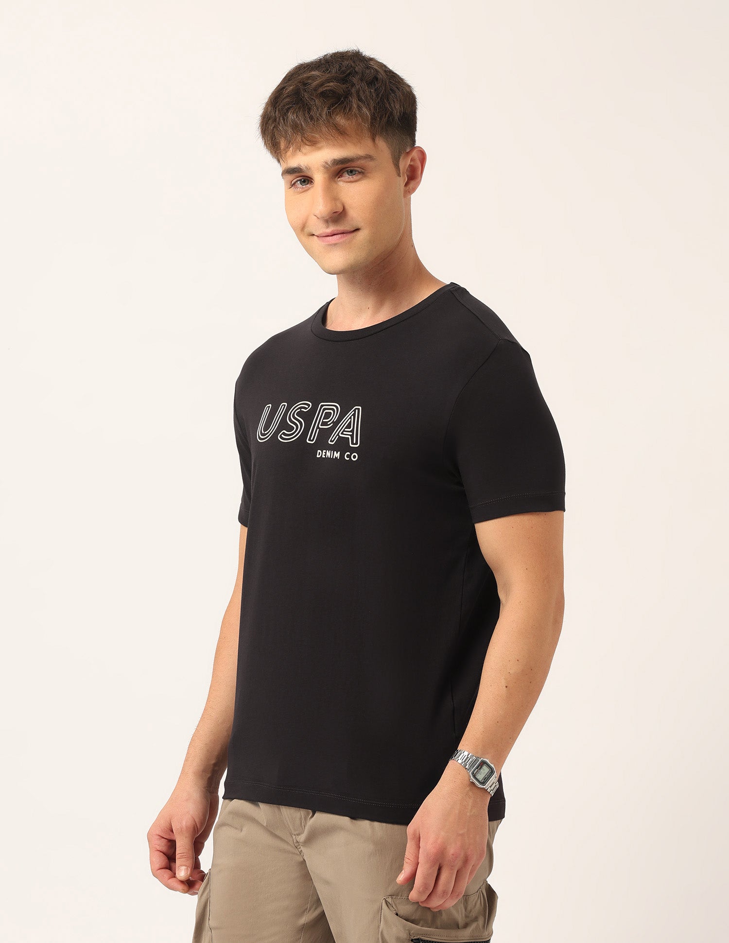 Brand Printed Muscle Fit T-Shirt Dark Brown - U.S. Polo Assn. India | Large
