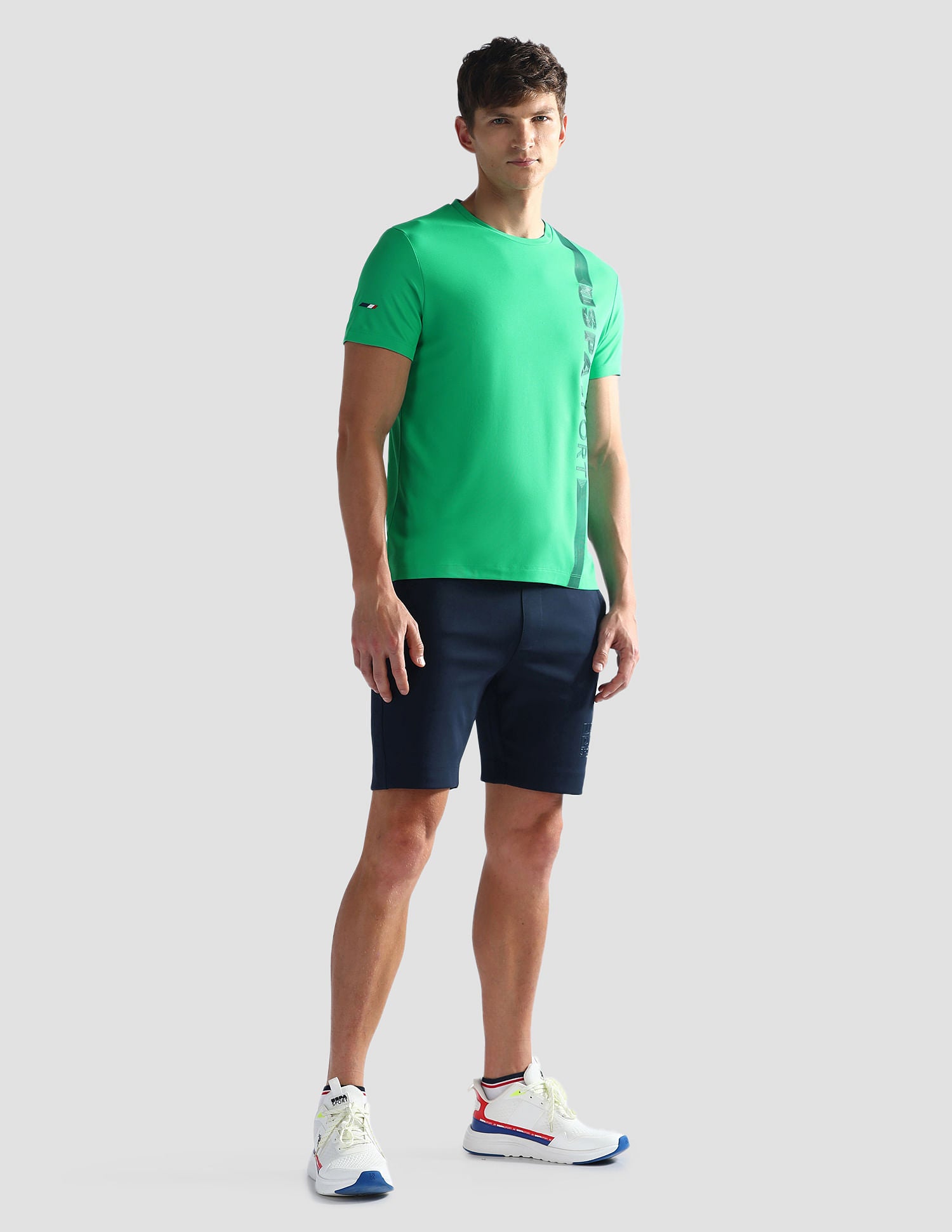 Brand Stripe Honeycomb T-Shirt Green - U.S. Polo Assn. India | Large