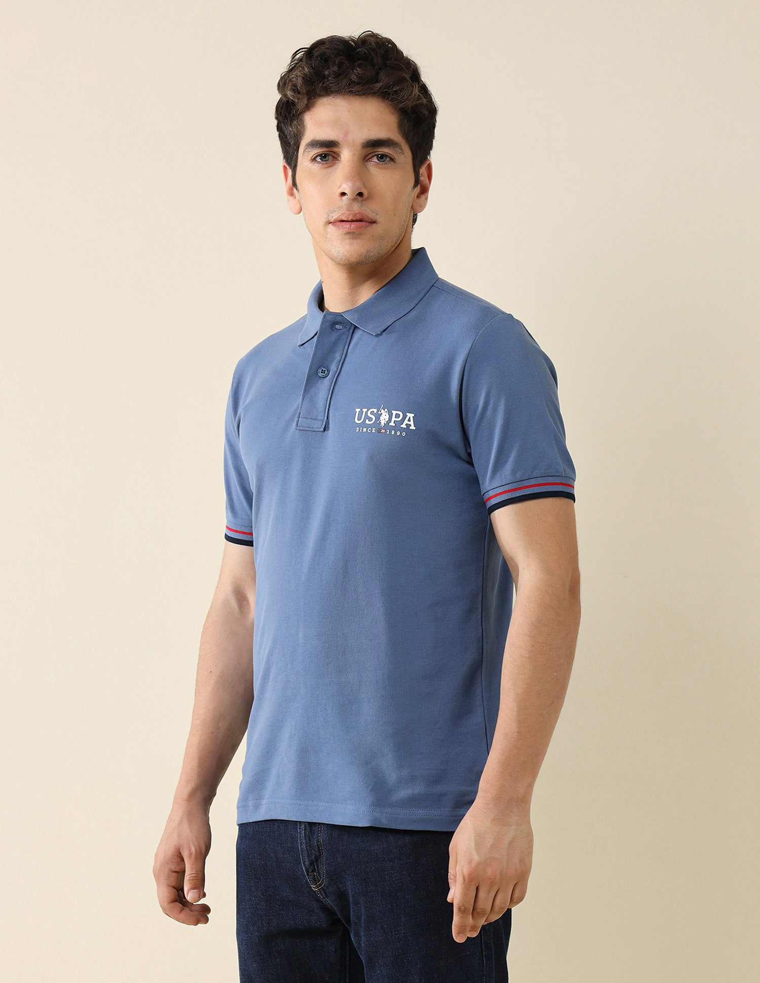 Pure Cotton Slim Fit Classic Polo Shirt Blue - U.S. Polo Assn. India | Large