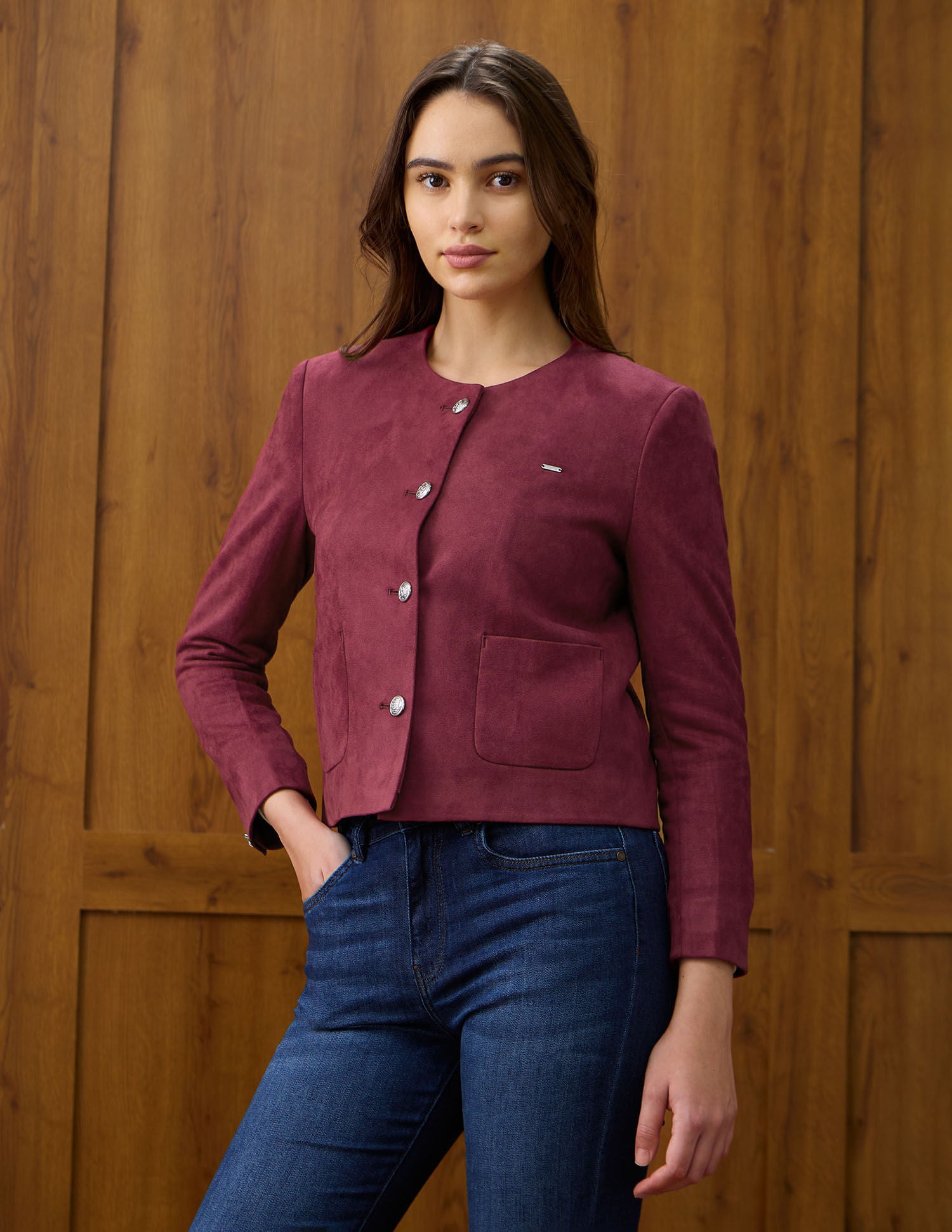 Solid Regular Fit Round Neck Jacket Purple - U.S. POLO ASSN. | Large