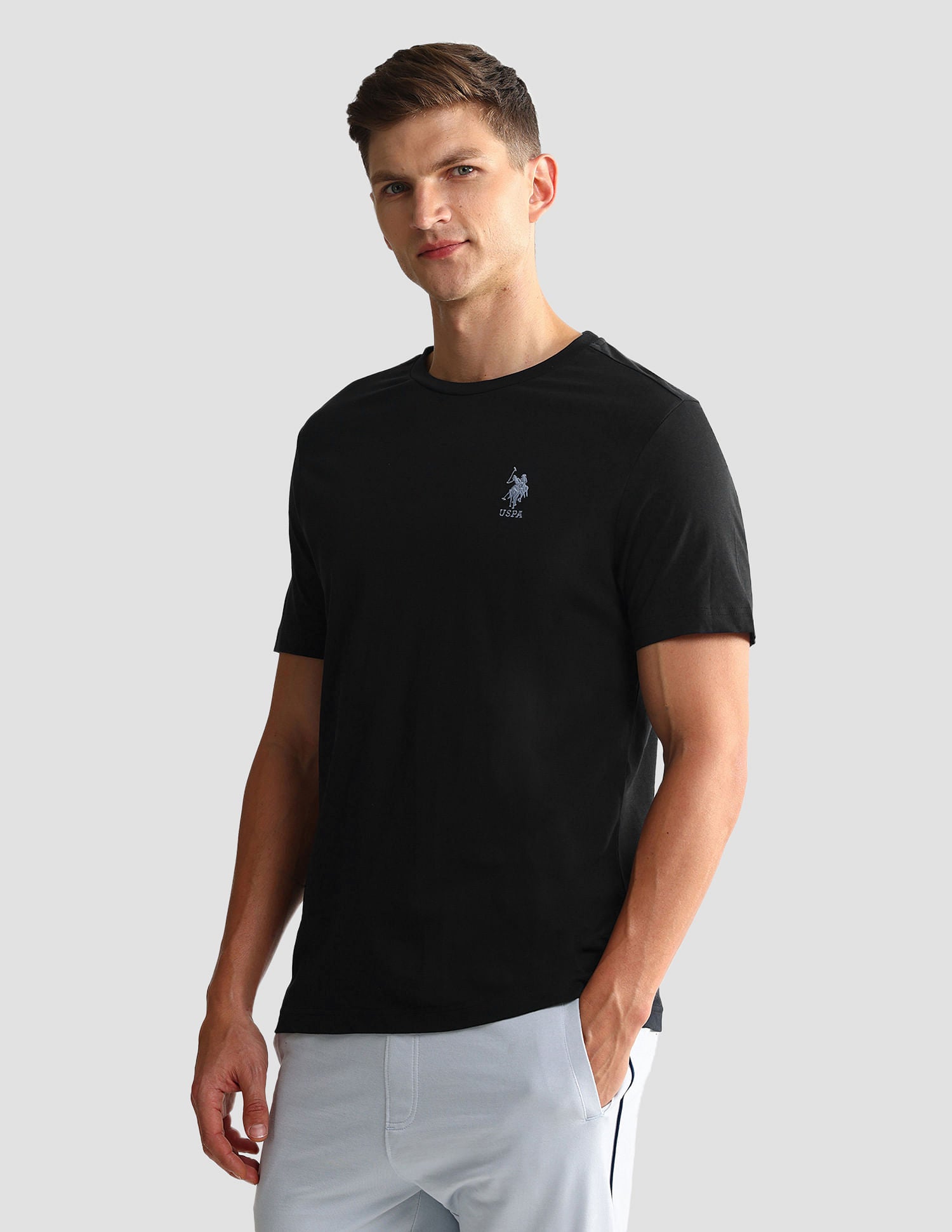 Tonal Logo Cotton 1633 Lounge T-Shirt - Pack Of 2 Blue and Black - U.S. POLO ASSN. | Large