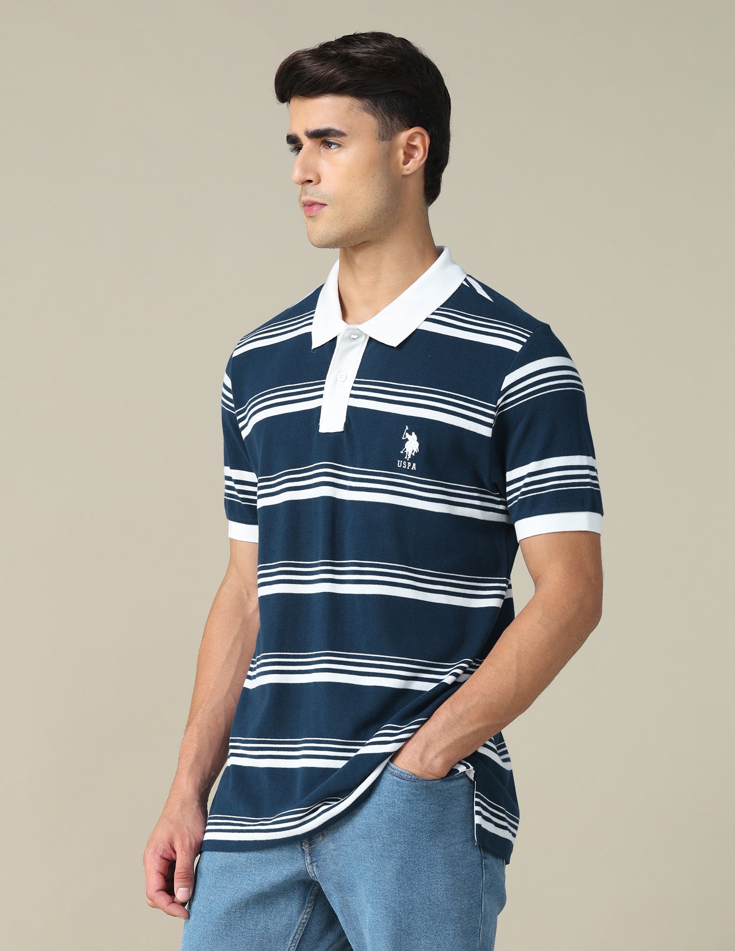 Horizontal Striped Regular Fit Polo Shirt Navy - U.S. POLO ASSN. | Large