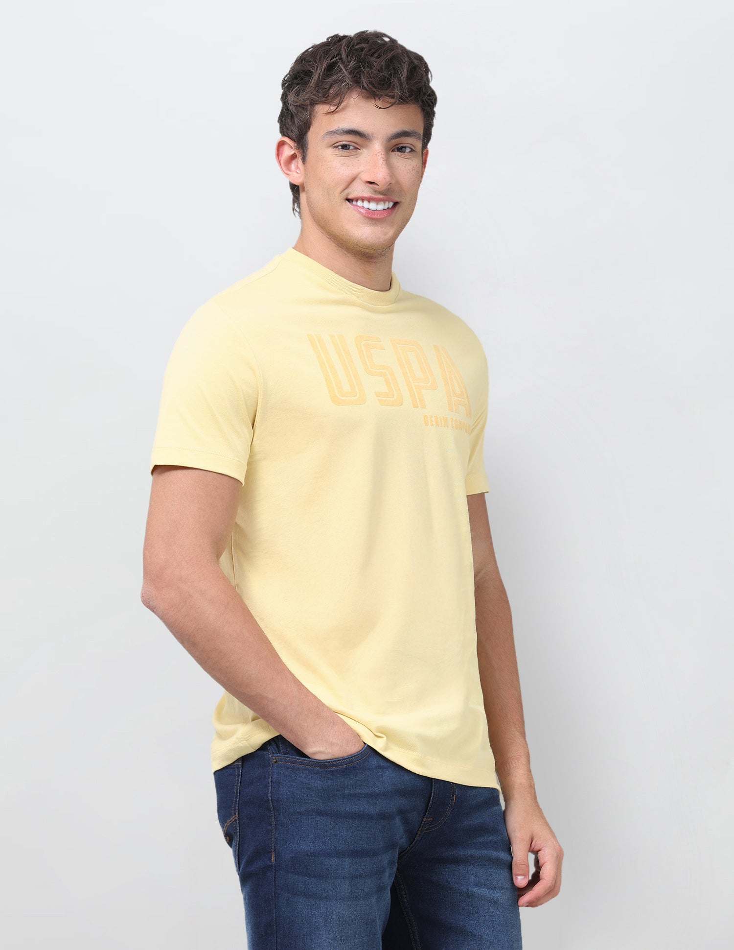 Brand Printed Regular Fit T-Shirt Yellow - U.S. Polo Assn. India | Large