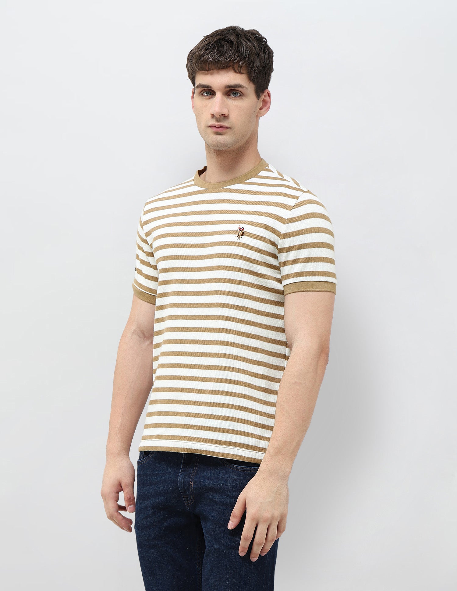 Horizontal Striped Denim Legacy T-Shirt Khaki - U.S. POLO ASSN. | Large