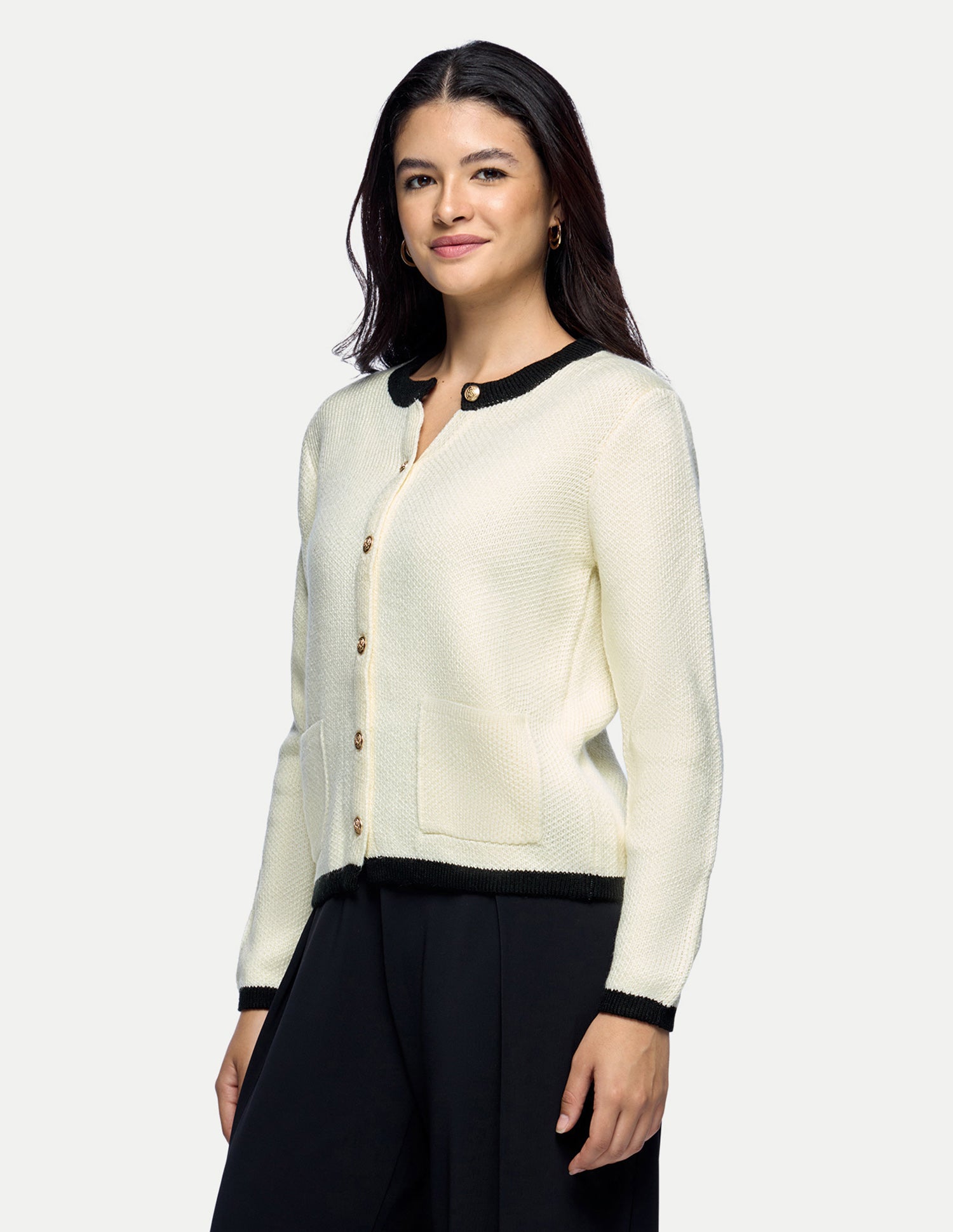 Solid Regular Fit Buttoned Sweater Off-White - U.S. Polo Assn. India | Large