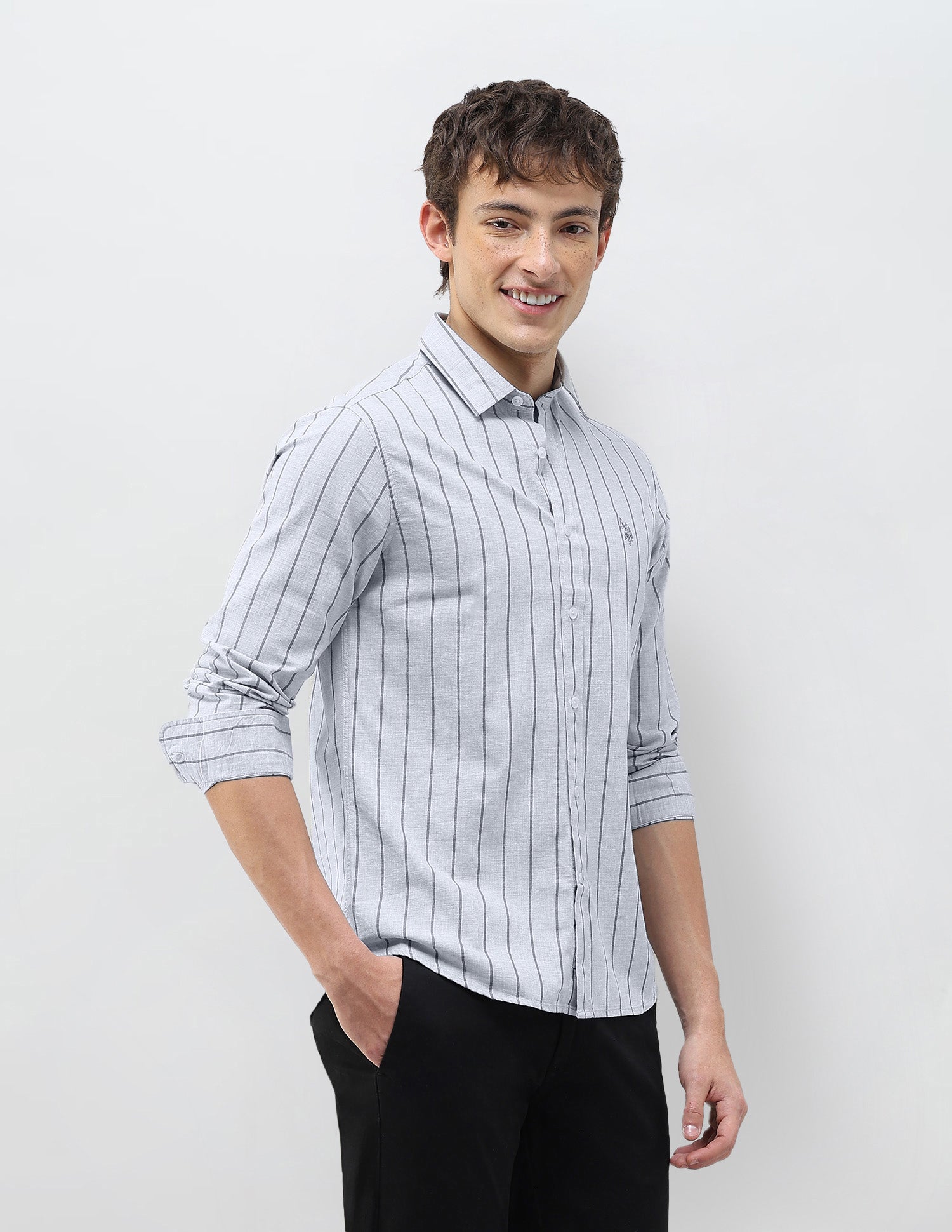 Vertical Striped Tailored Fit Shirt Blue - U.S. Polo Assn. India | Large