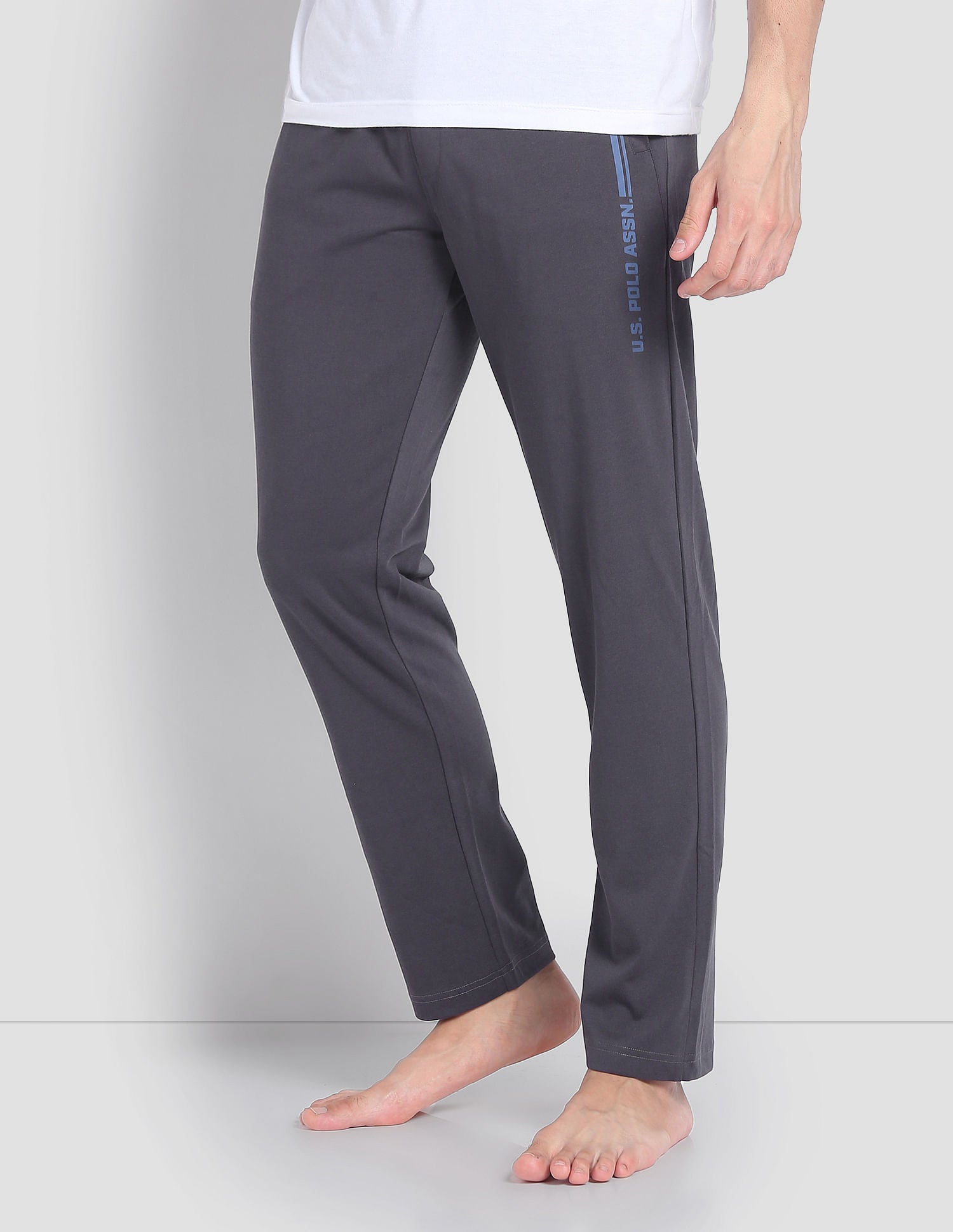 Mid Rise LR004 Lounge Track Pants - Pack Of 1 Grey - U.S. POLO ASSN. | Large