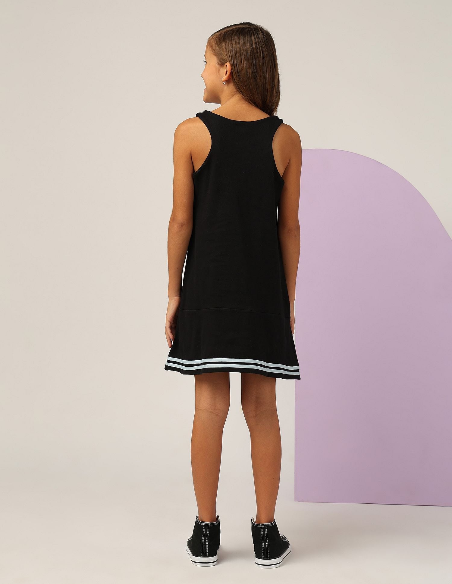 Girls Brand Printed A Line Dress Black - U.S. POLO ASSN. | Large