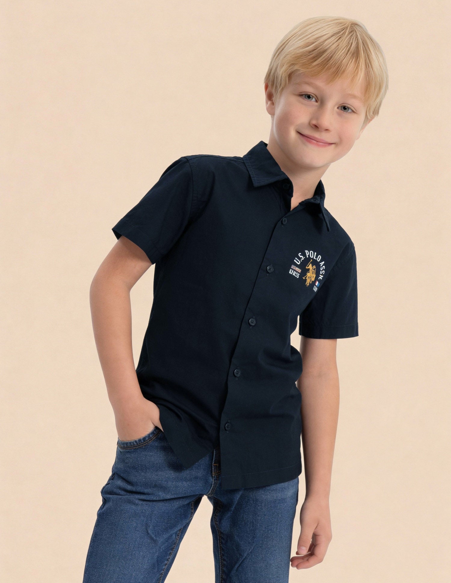 Graphic Brand Printed Regular Fit Shirt Navy - U.S. Polo Assn. India | Large