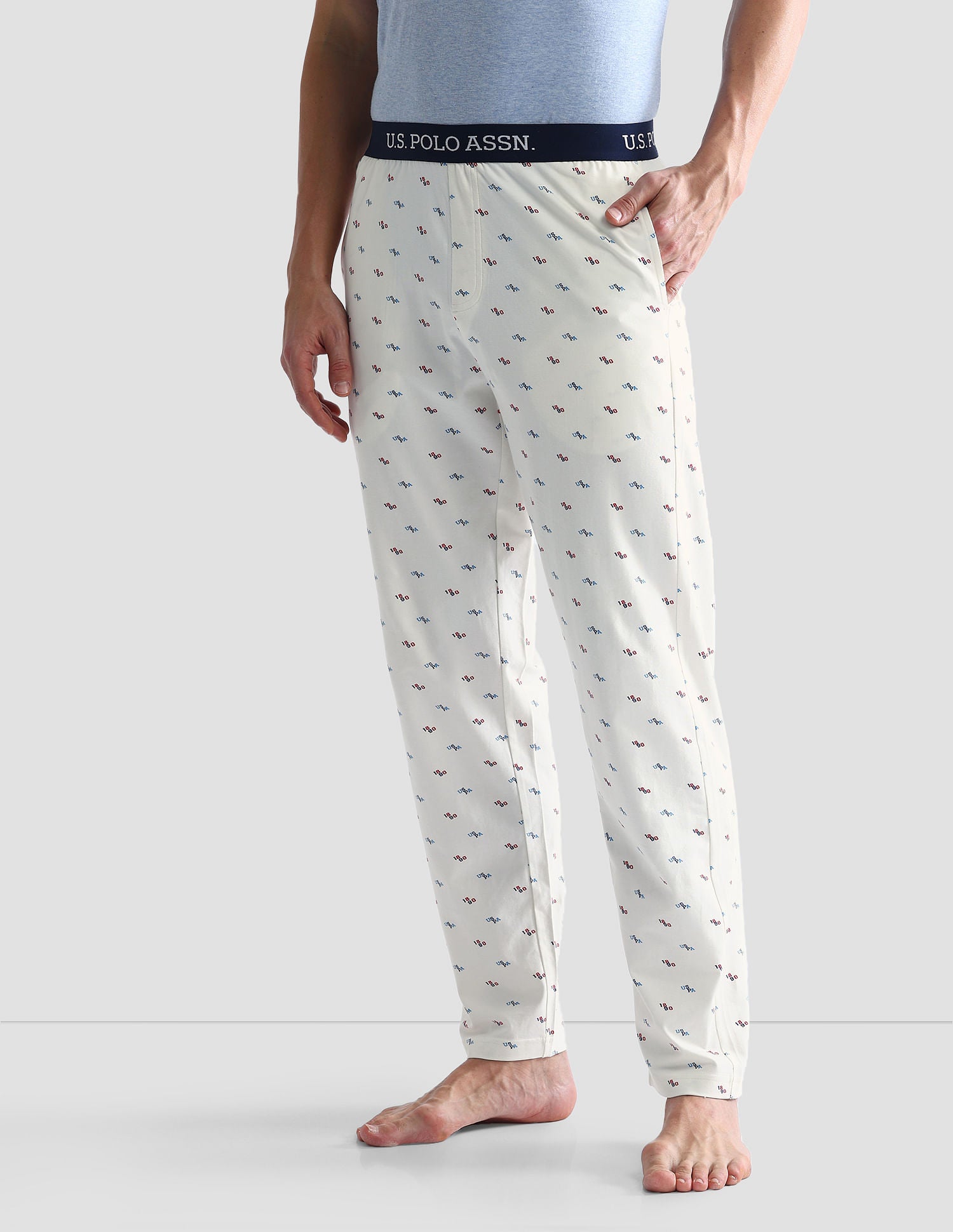 All Over Print OELP3 Lounge Pants - Pack Of 1 White - U.S. POLO ASSN. | Large