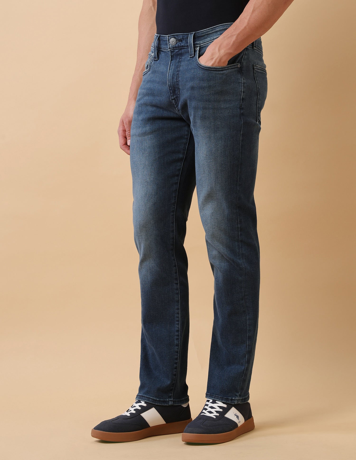 Pacho X Harold Slim Straight Fit Blue Jeans Mid Blue - U.S. Polo Assn. India | Large