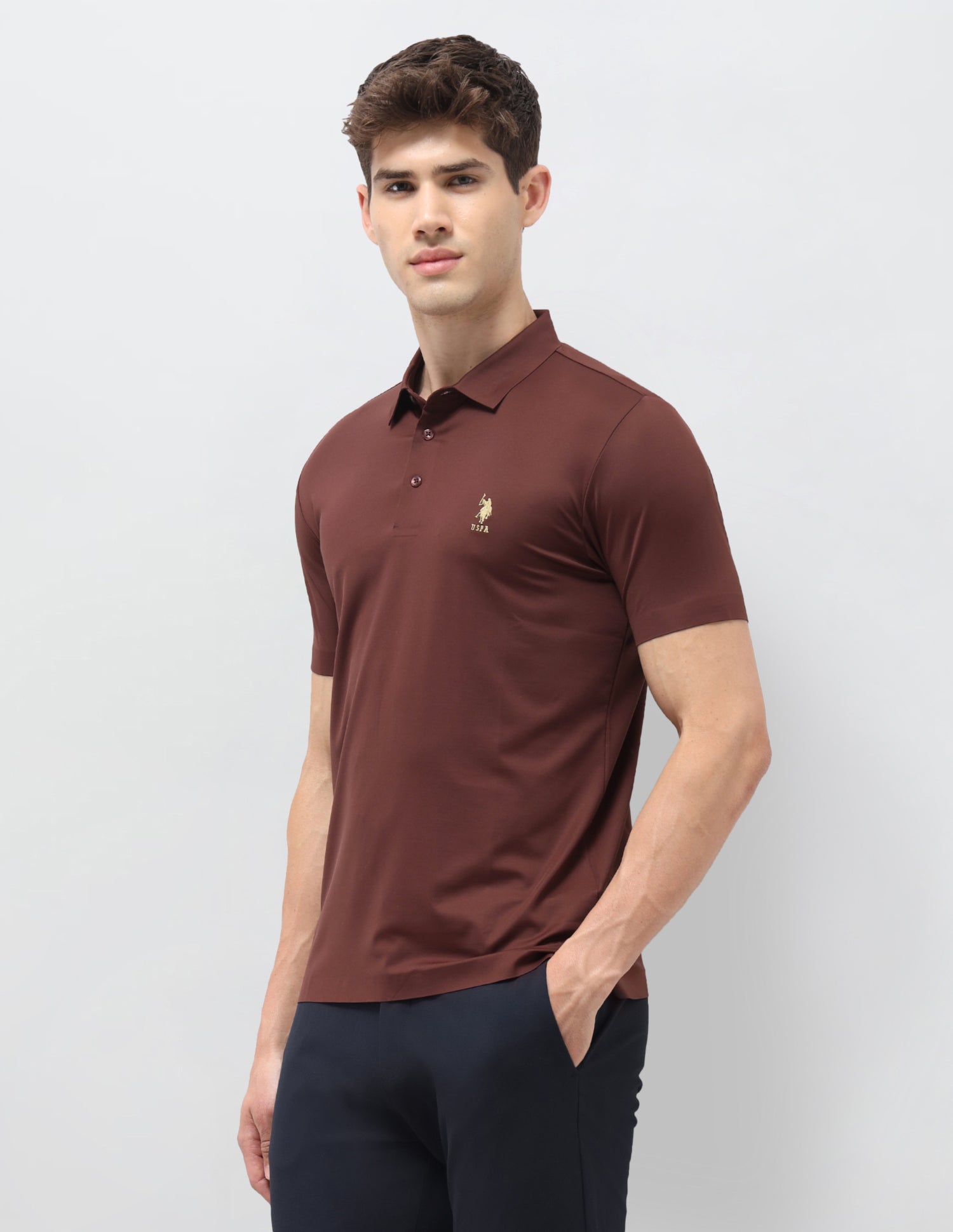 Solid Slim Fit Polo Shirt Rust - U.S. Polo Assn. India | Large