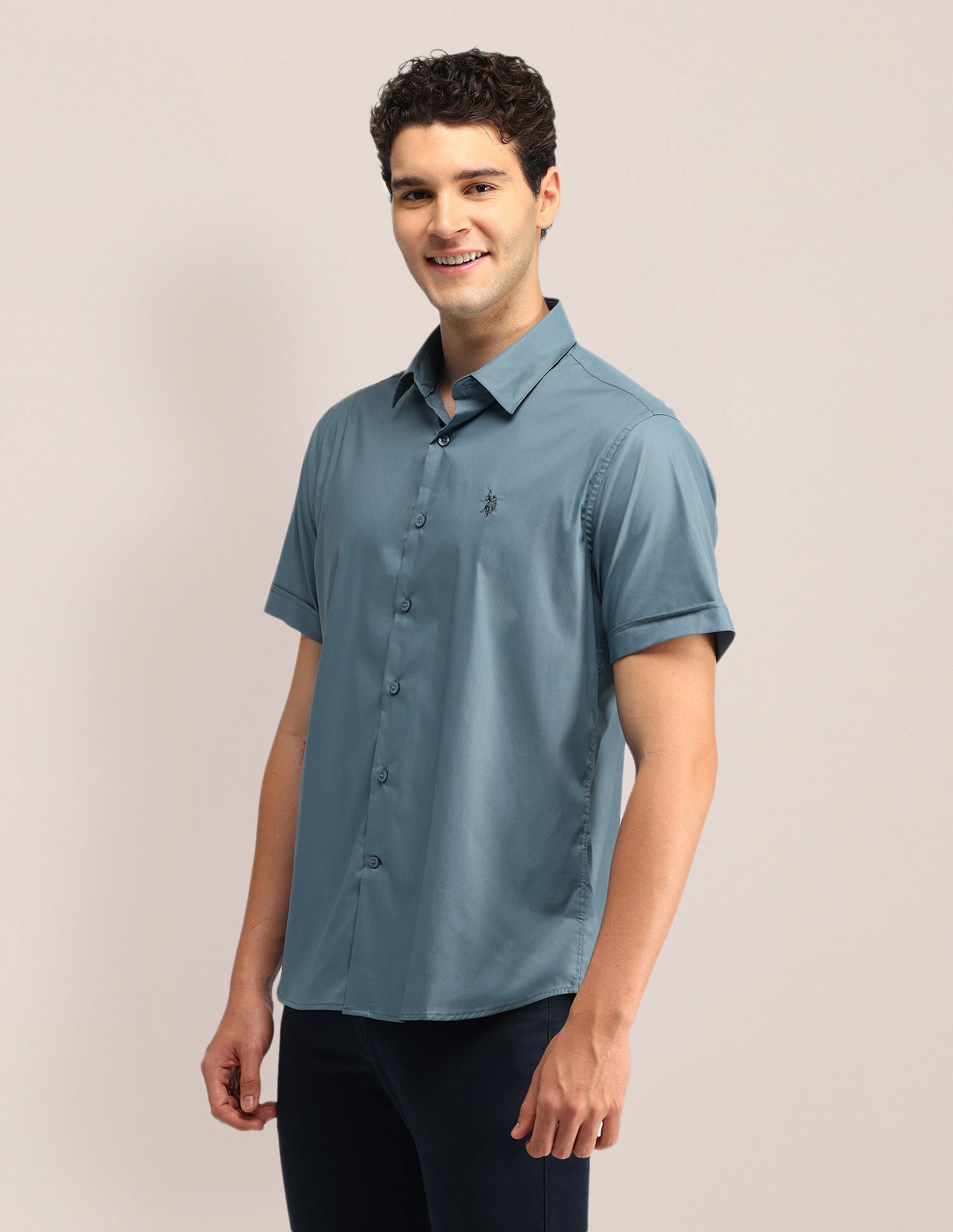Solid Tailored Fit Shirt Light Blue - U.S. Polo Assn. India | Large
