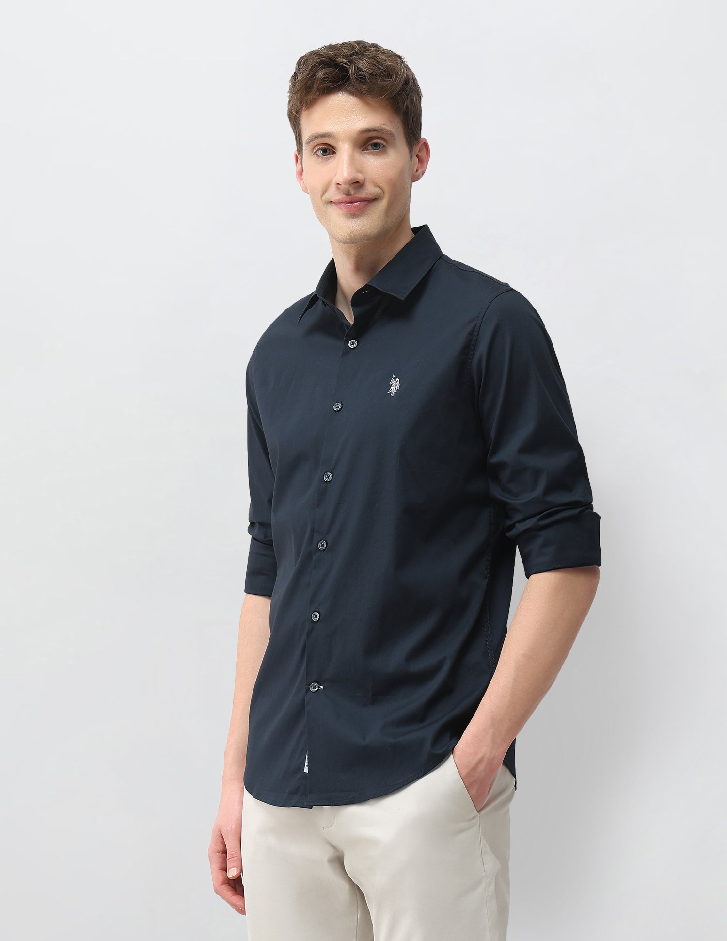 Solid Poplin Shirt Navy - U.S. Polo Assn. India | Large