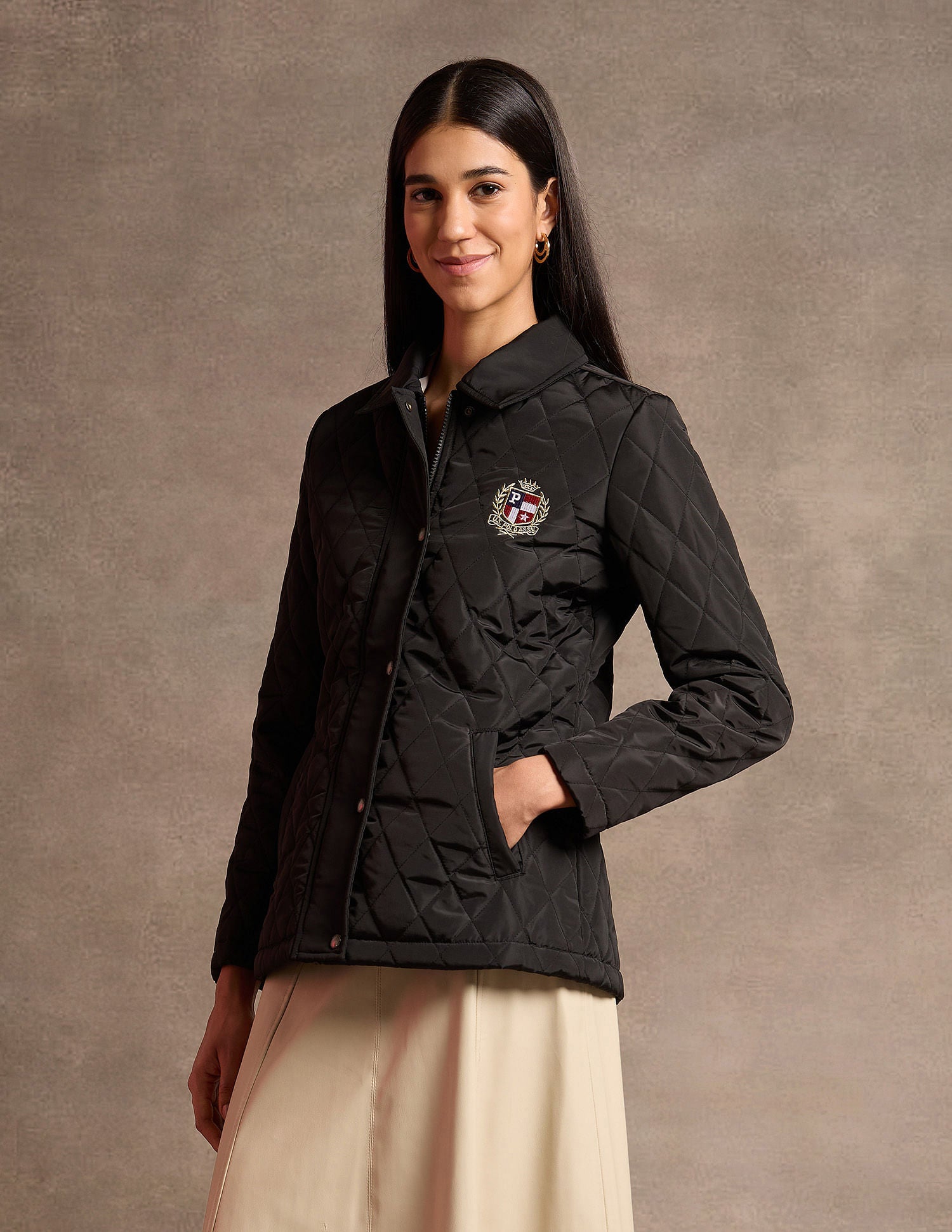 Hooded Solid Quilted Jacket Black - U.S. POLO ASSN. | Large