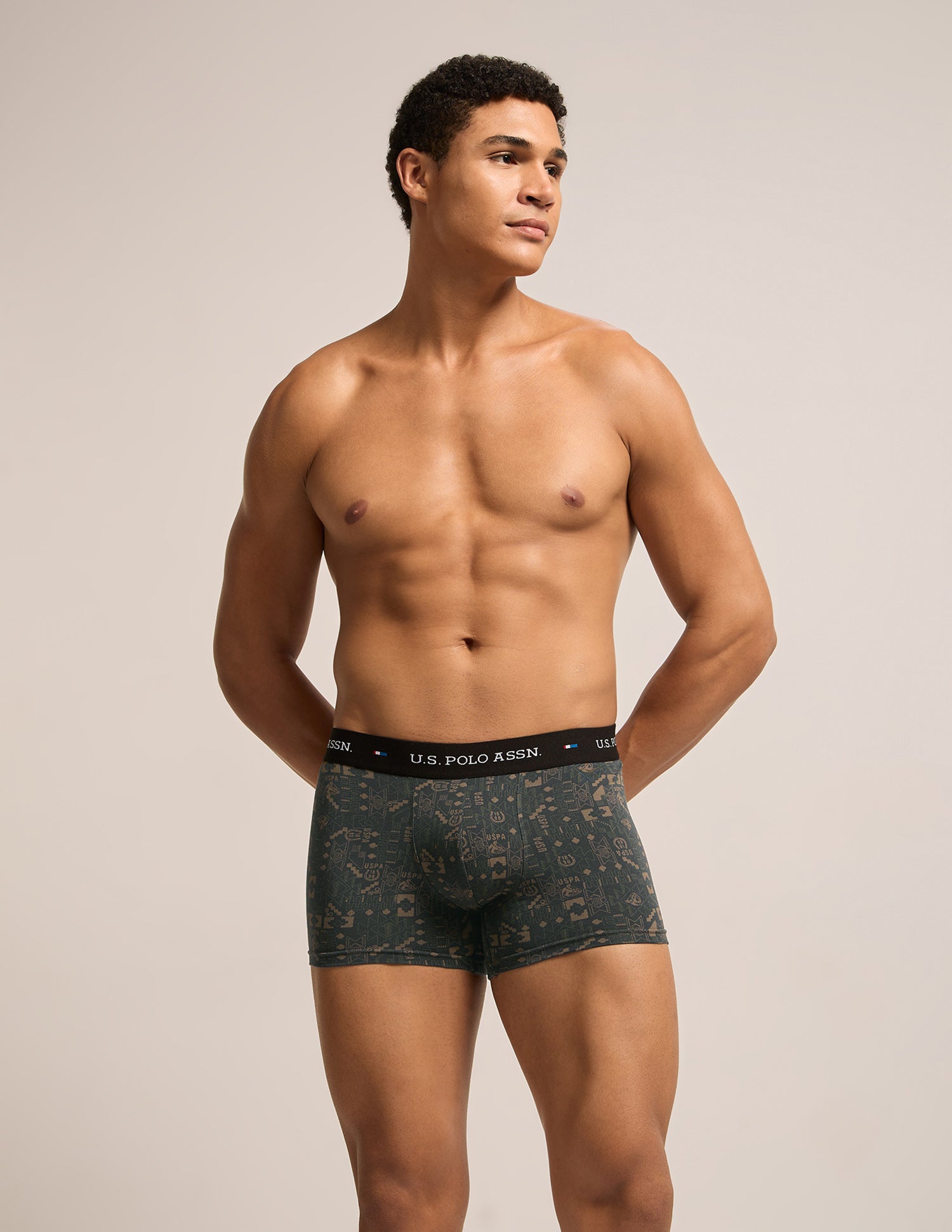 Breathable Cotton Stretch OET25 Trunks - Pack of 3 Java|Bettle|Forest River - U.S. Polo Assn. India | Large