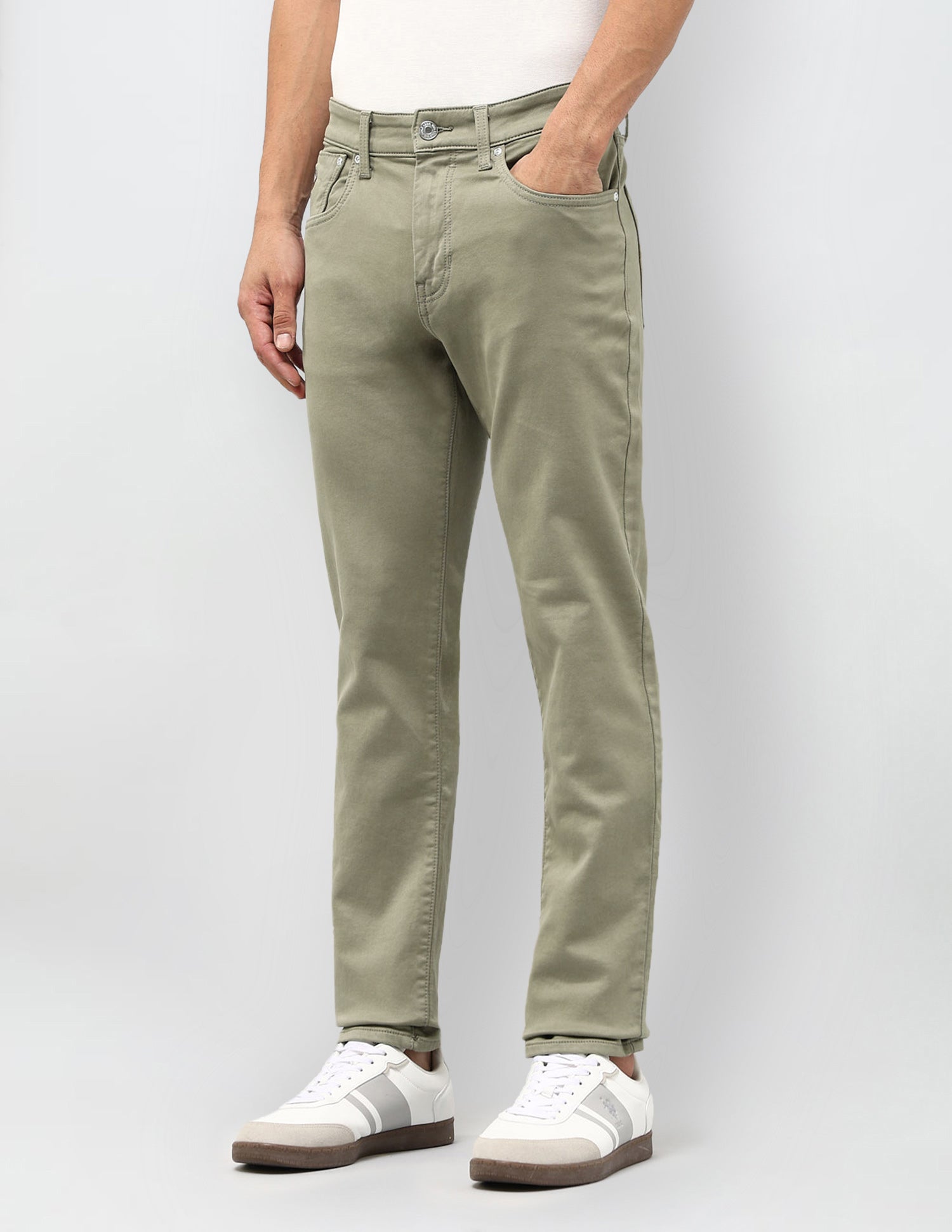 Brandon Slim Tapered Fit Color Denim Jeans Light Olive - U.S. Polo Assn. India | Large