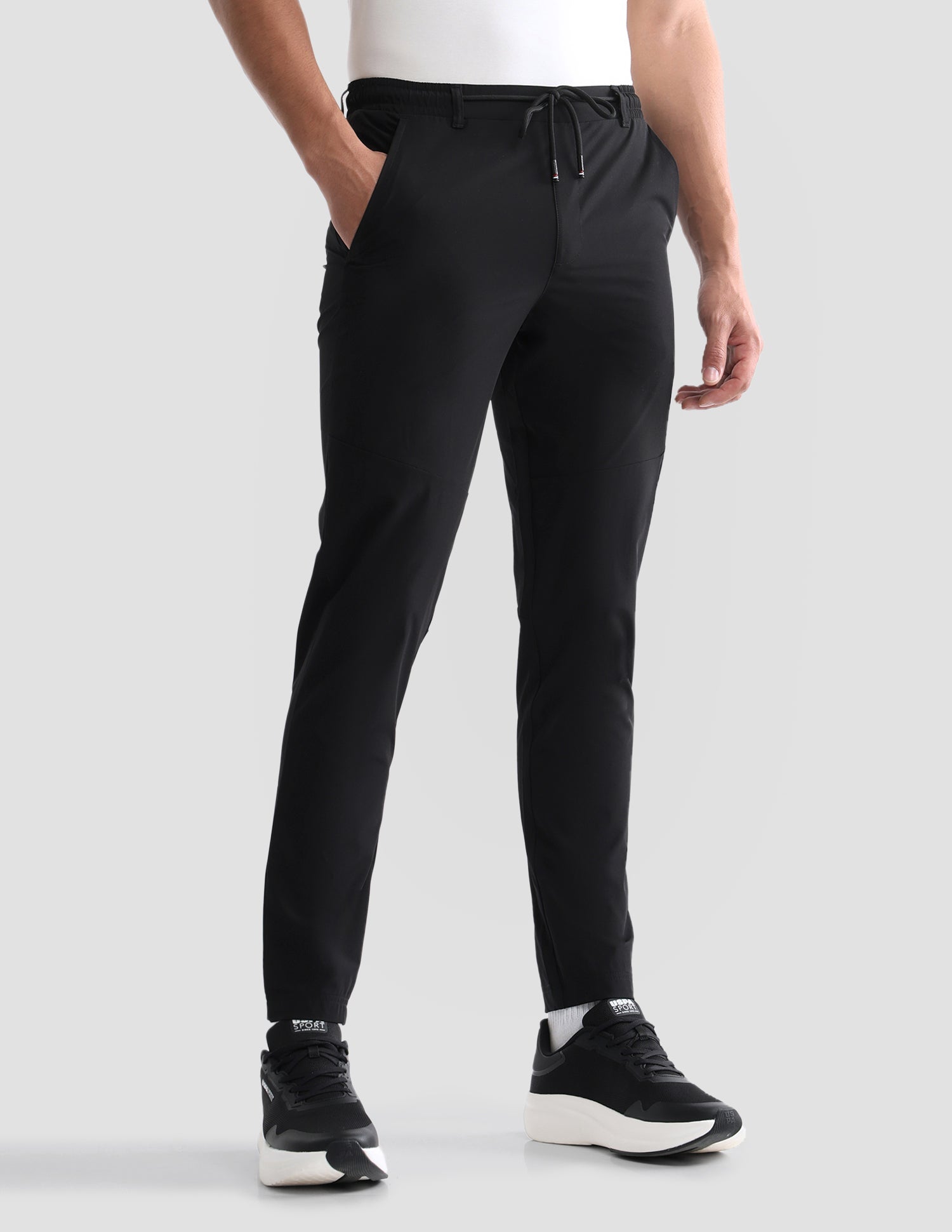 Mid Rise Regular Fit Active Track Pants Black - U.S. Polo Assn. India | Large