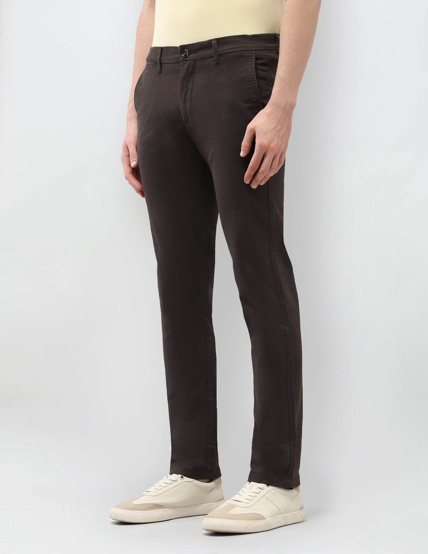 Denver Slim Fit Satin Trousers Dark Brown - U.S. Polo Assn. India | Large