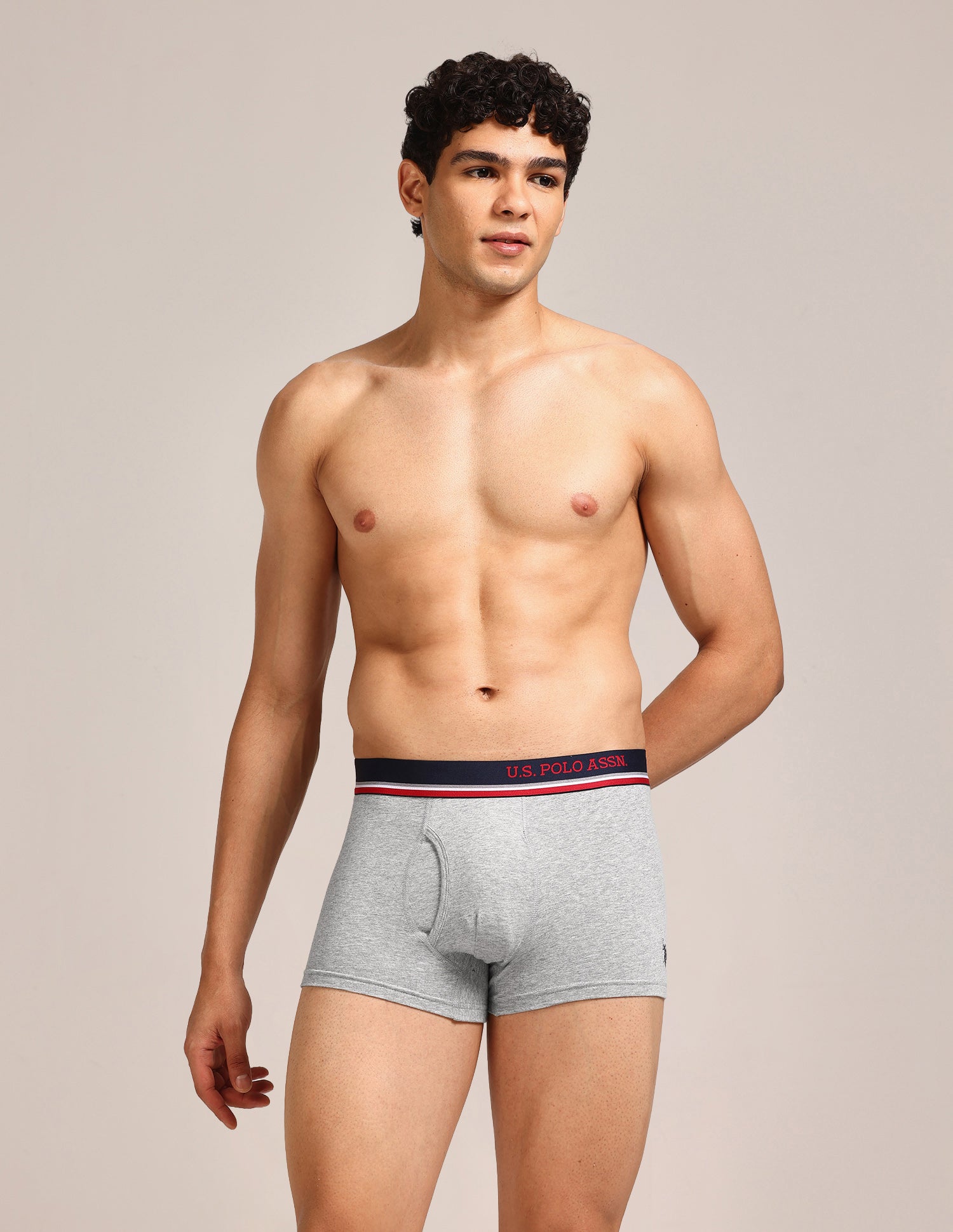 Men's Cotton Trunk - Pack Of 2 Navy, Grey Melange - U.S. Polo Assn. India | Large