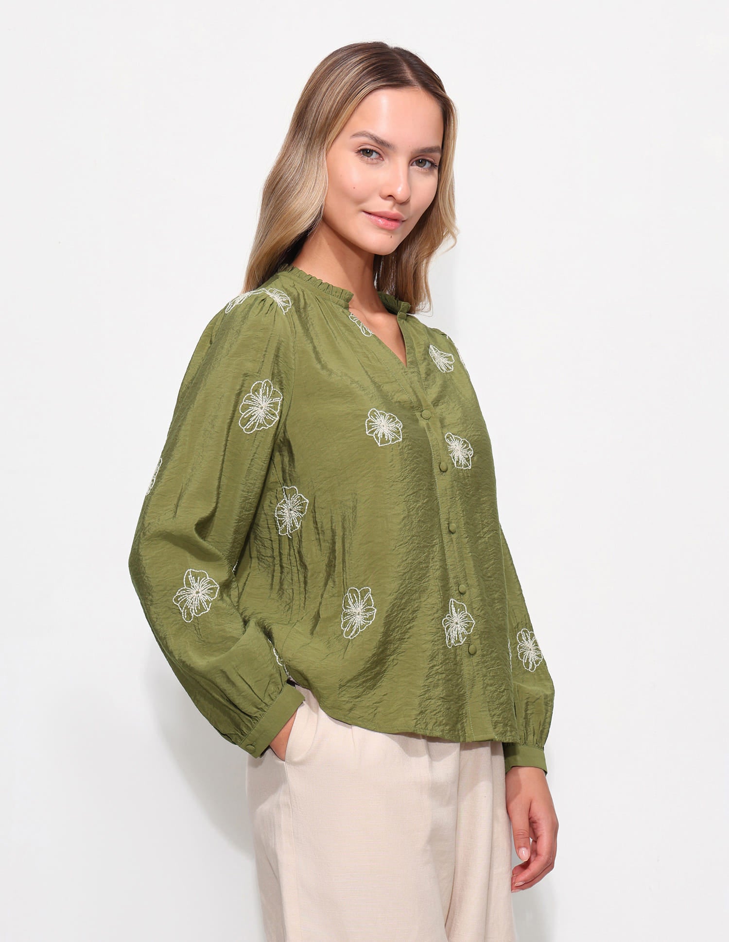 Floral Embroidered Top Green - U.S. Polo Assn. India | Large