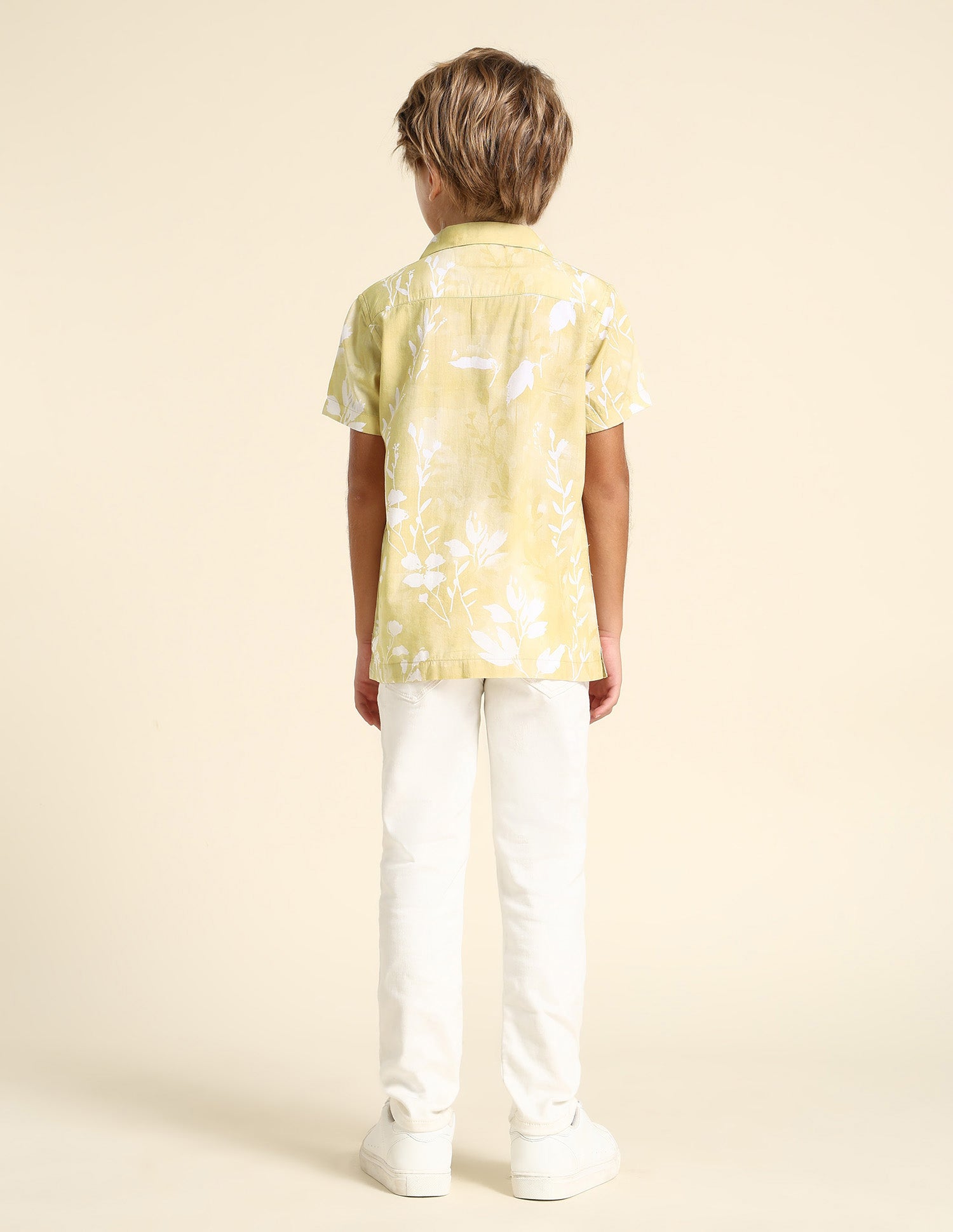 Boys Floral Printed Regular Fit Shirt Yellow - U.S. POLO ASSN. | Large