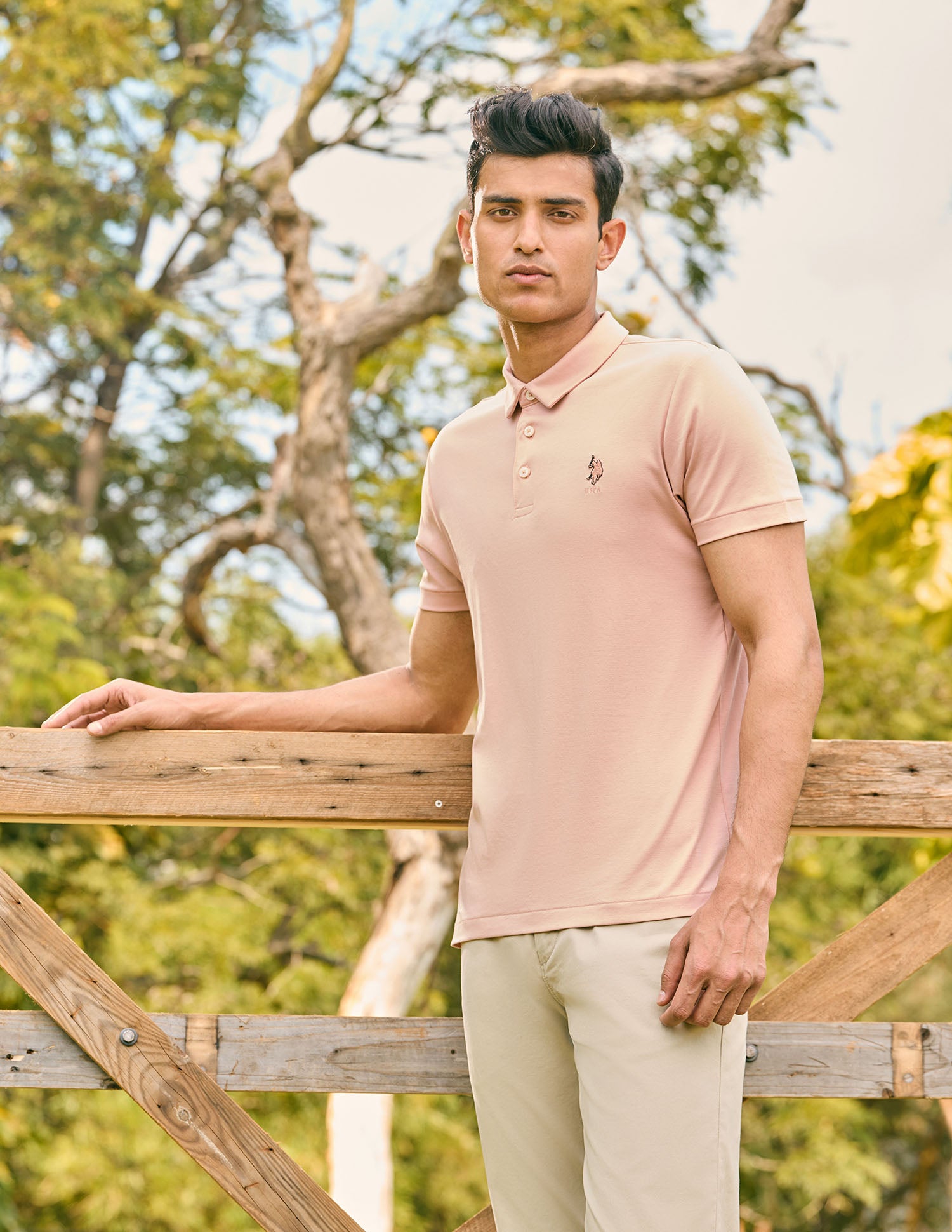 Pacho X Slim Fit Solid Polo Shirt Peach - U.S. POLO ASSN. | Large