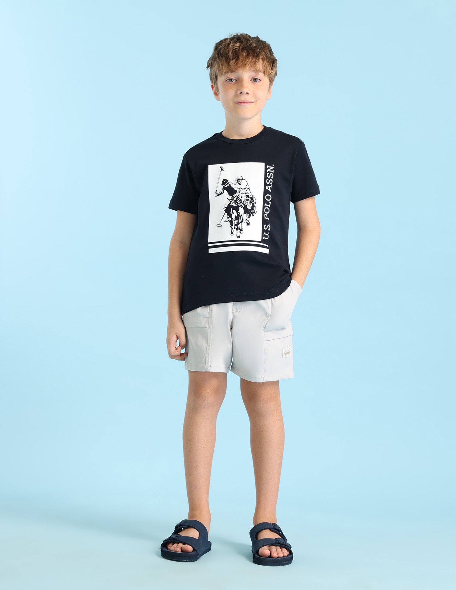 Boys Brand Printed Regular Fit T-Shirt Navy - U.S. POLO ASSN. | Large