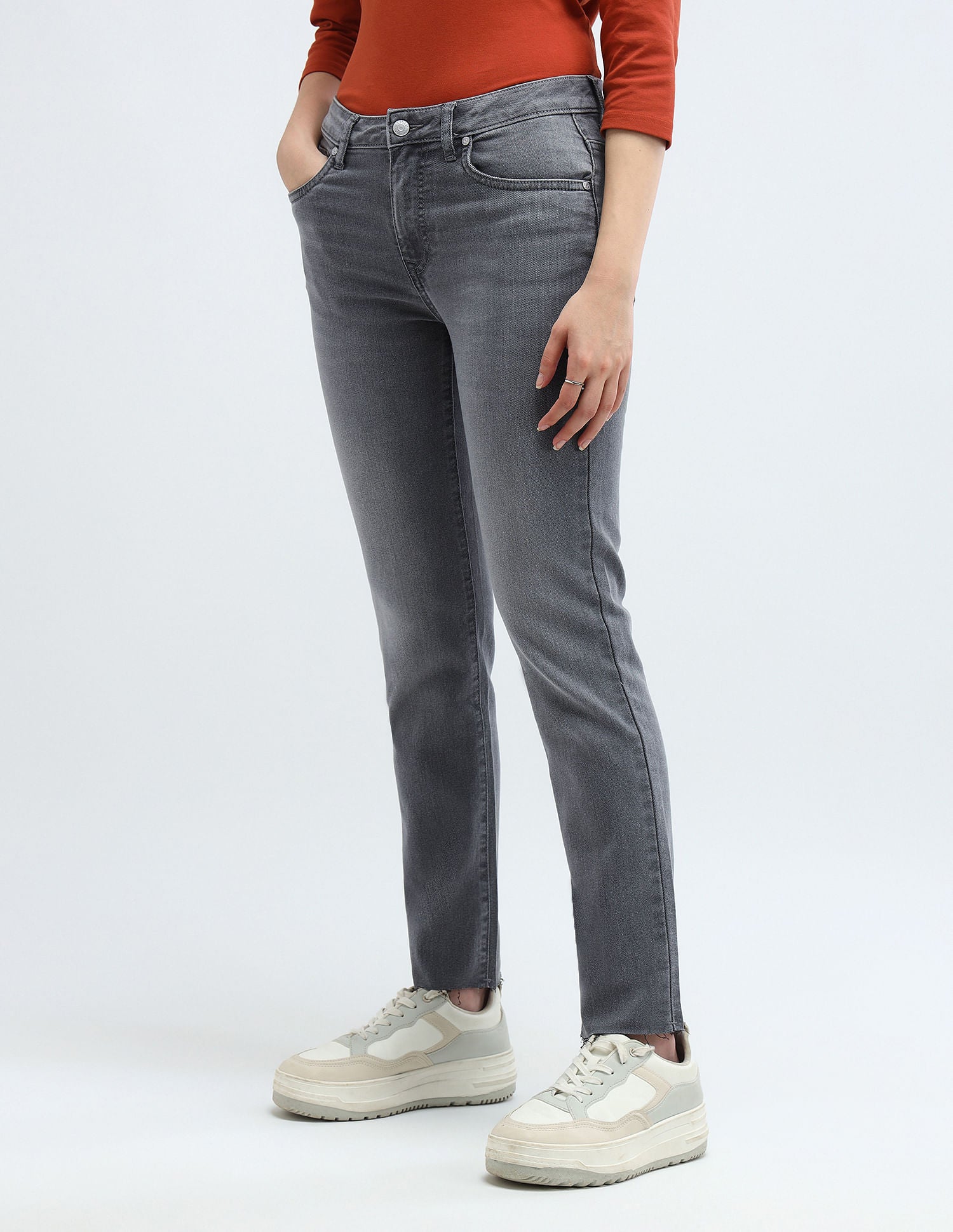 Slim Fit Mid Rise Jeans Grey - U.S. Polo Assn. India | Large
