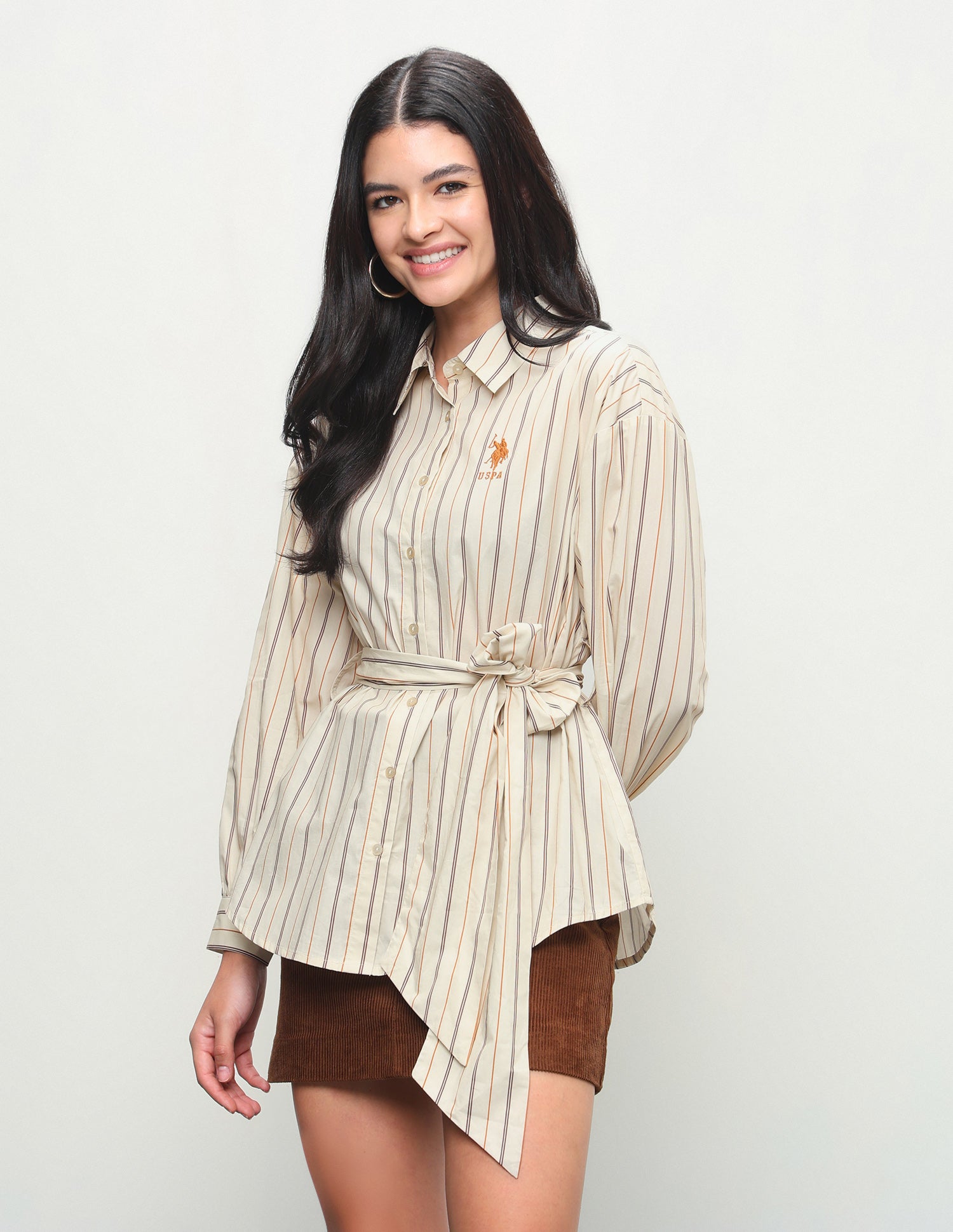 Vertical Striped Regular Fit Shirt Ecru - U.S. Polo Assn. India | Large