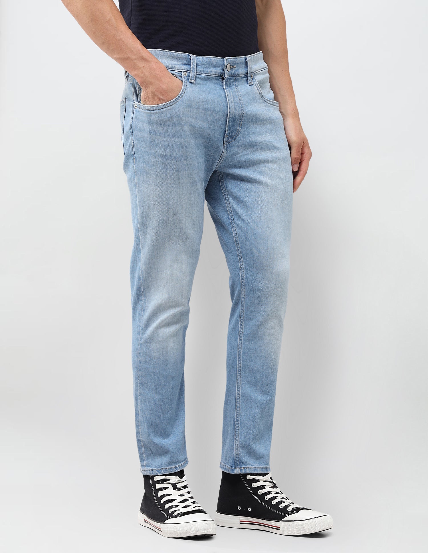 Cole Comfort Cropped Fit Blue Jeans Light Blue - U.S. Polo Assn. India | Large
