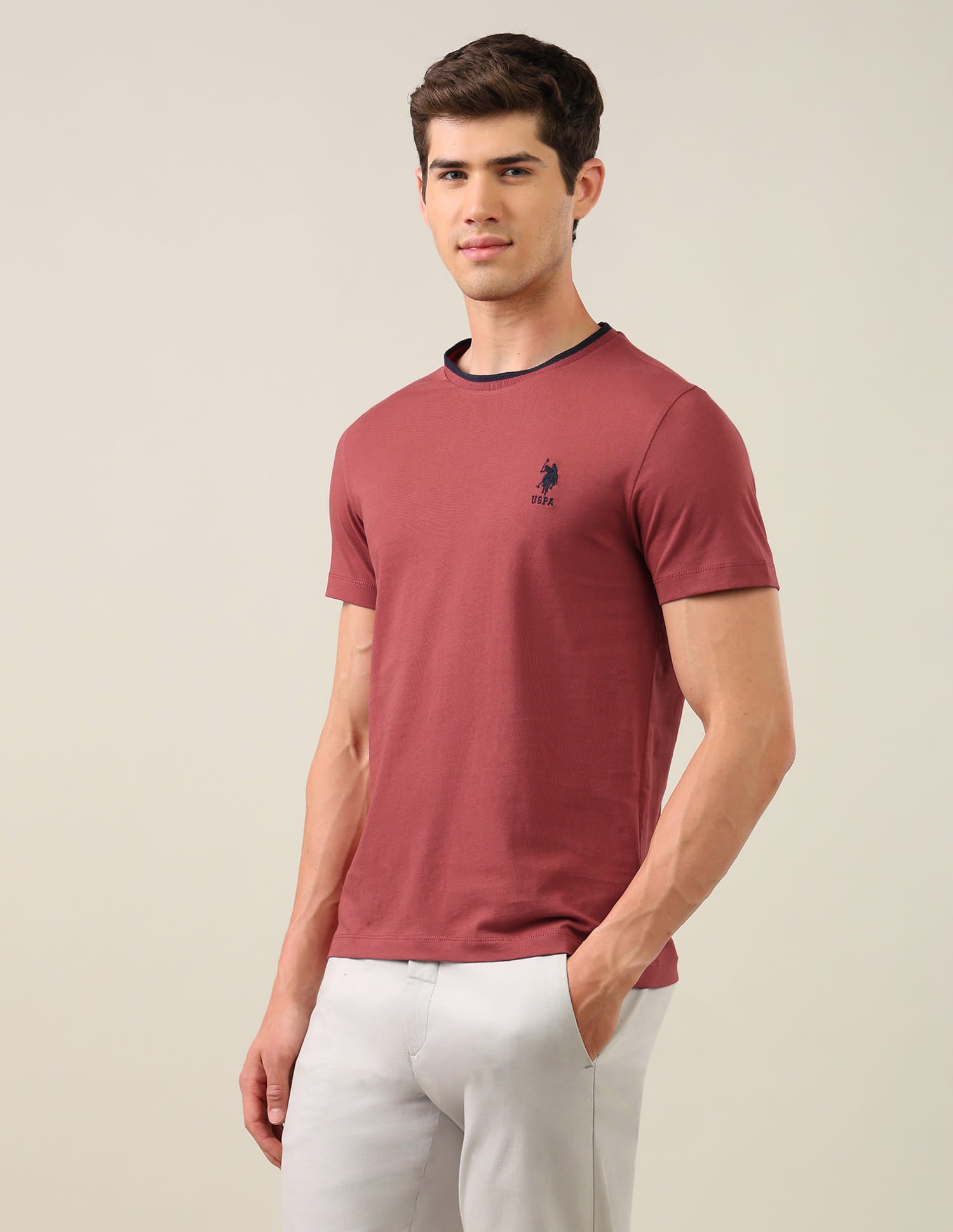 Solid Regular Fit T-Shirt Red - U.S. Polo Assn. India | Large