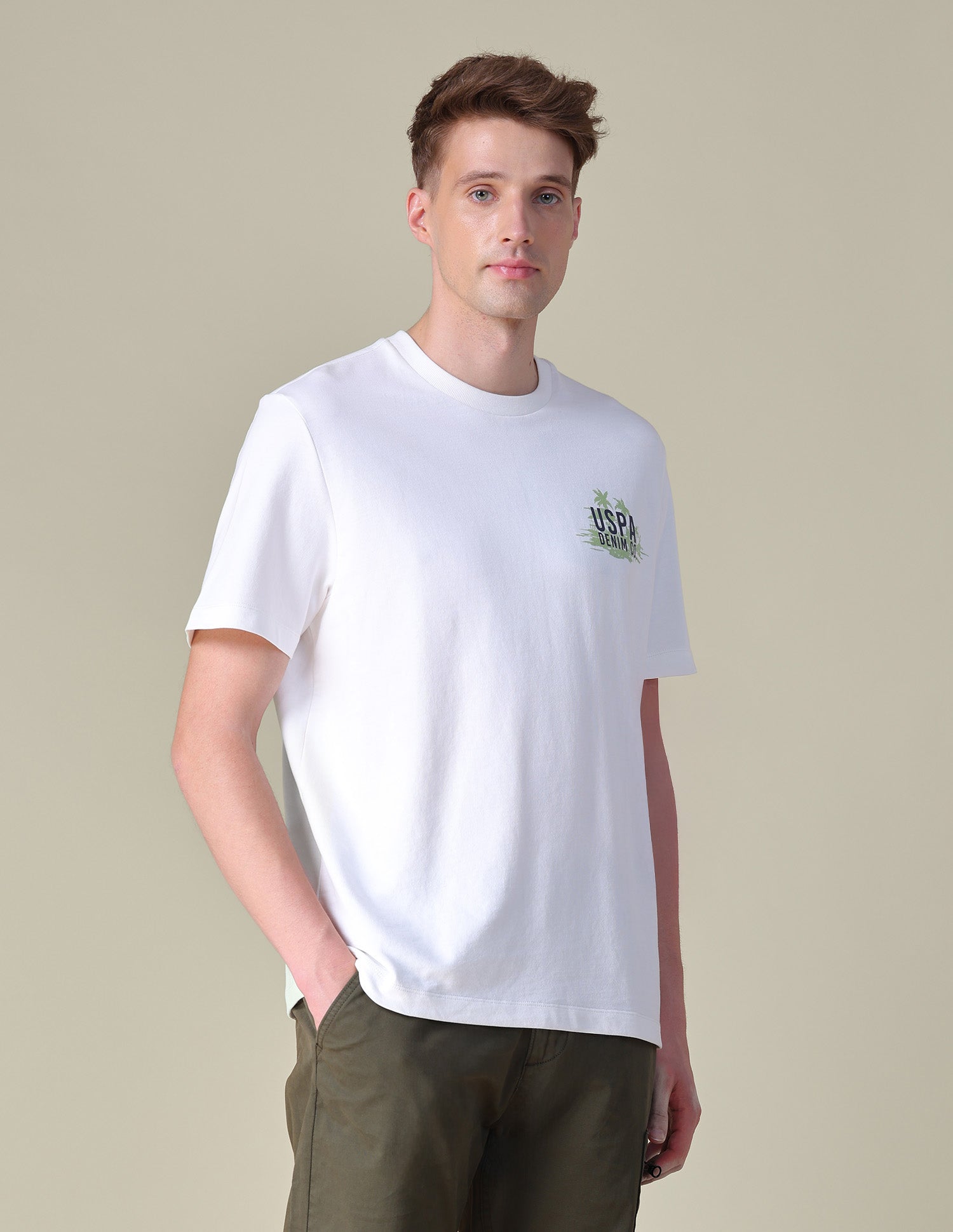 Graphic Brand Printed Relaxed Fit T-Shirt Ivory - U.S. POLO ASSN. | Large