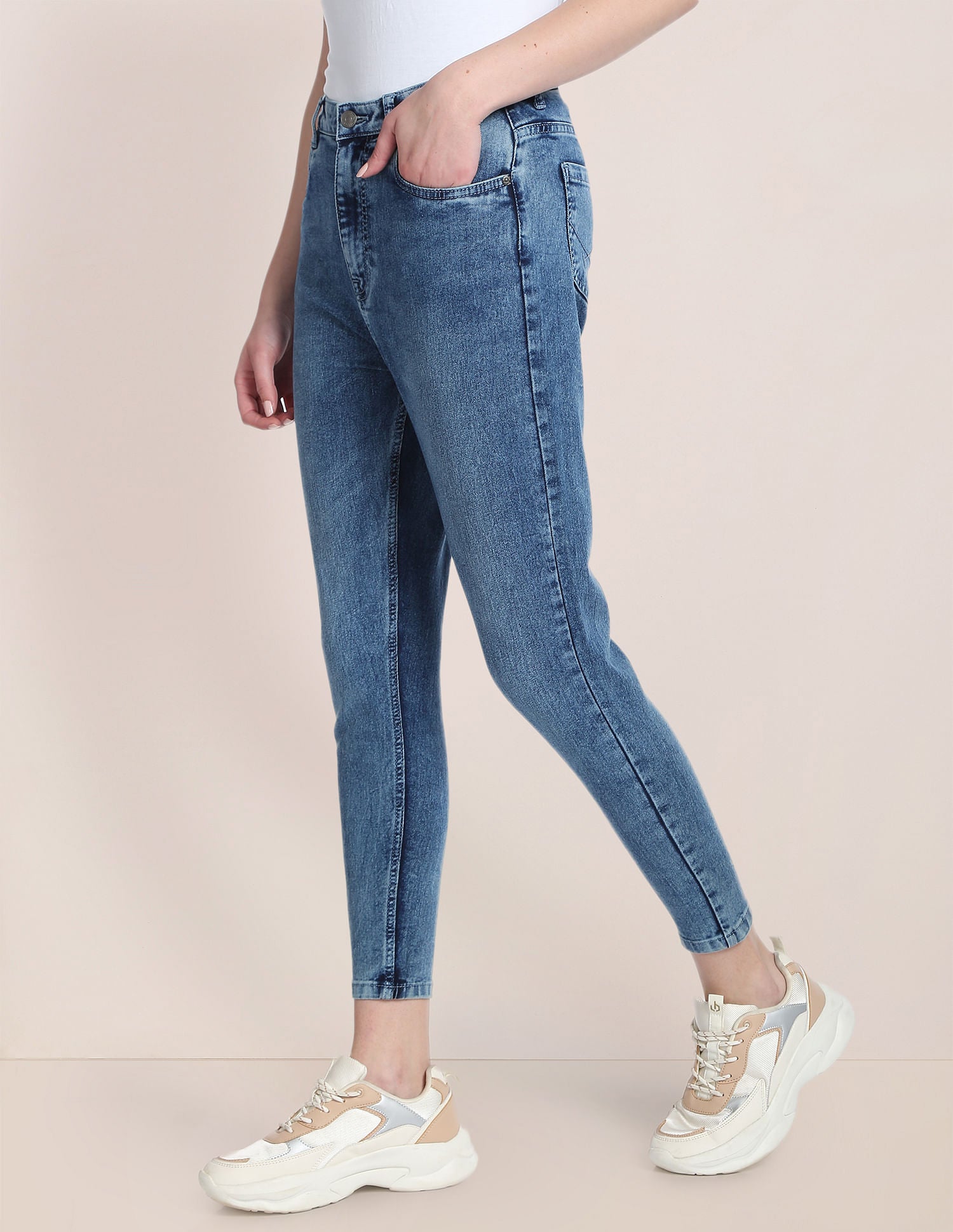 Acid Wash Slim Mom Fit Jeans Blue - U.S. Polo Assn. India | Large
