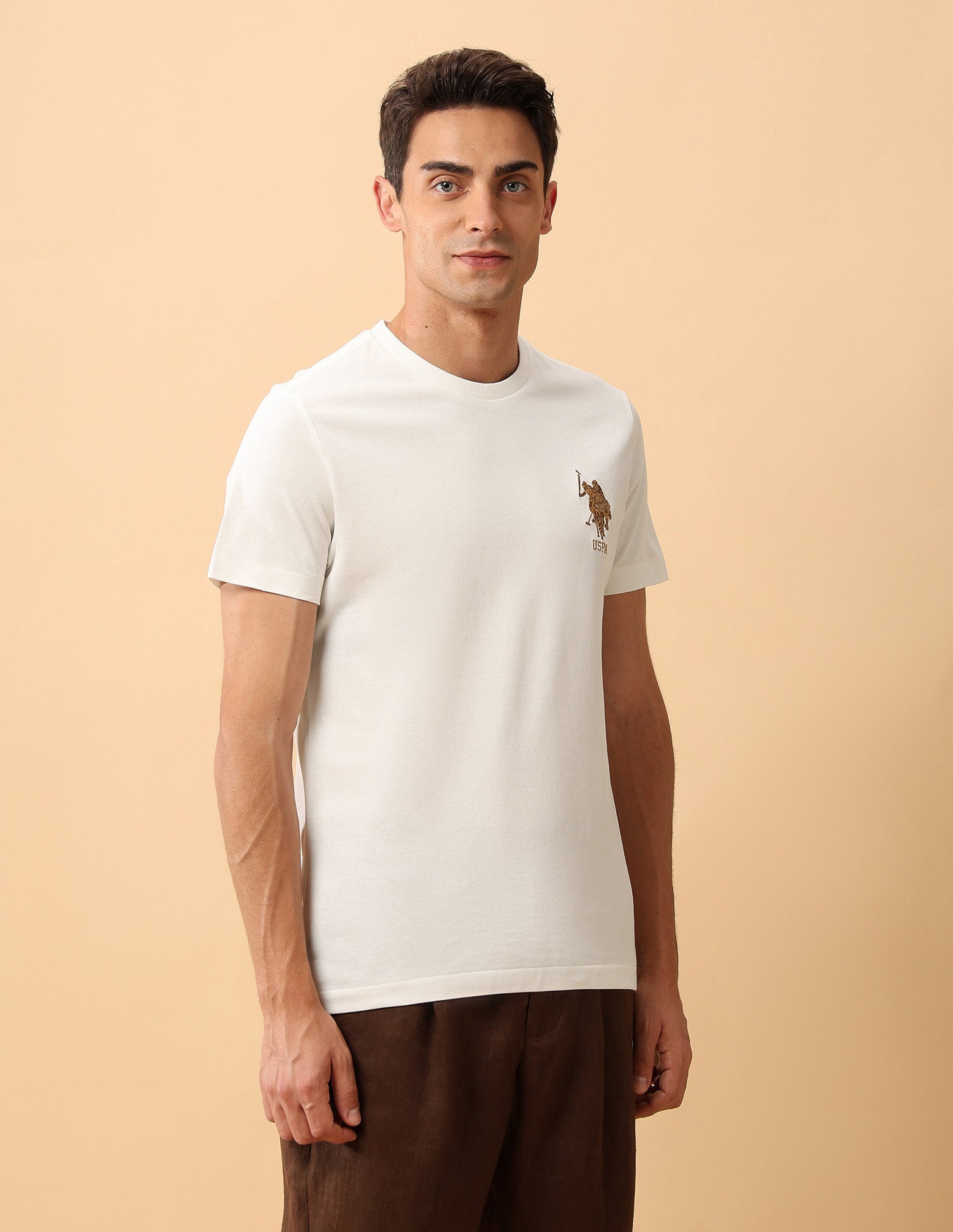 Pacho X Slim Fit Pure Cotton T-Shirt Off White - U.S. Polo Assn. India | Large